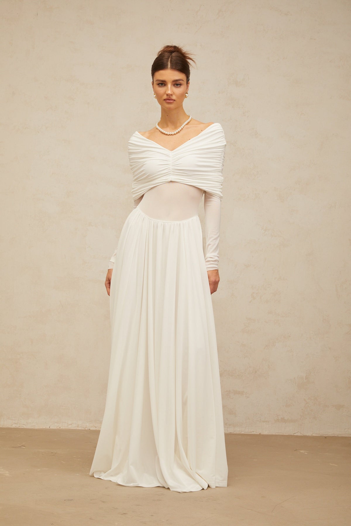 Vérane white draped-detail ruched maxi dress (Final Sale-US Only)