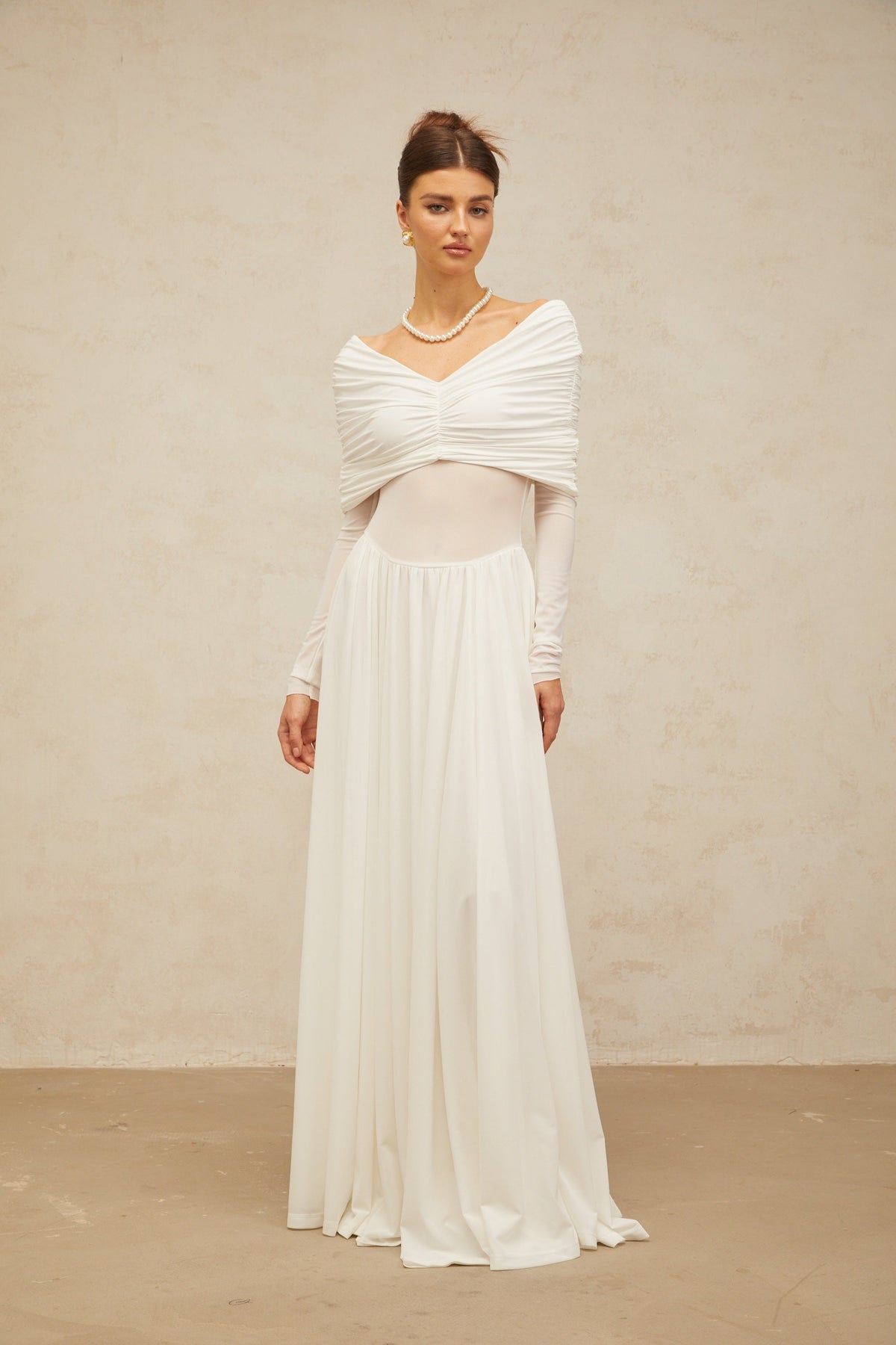 Vérane white draped-detail ruched maxi dress (Final Sale-US Only)