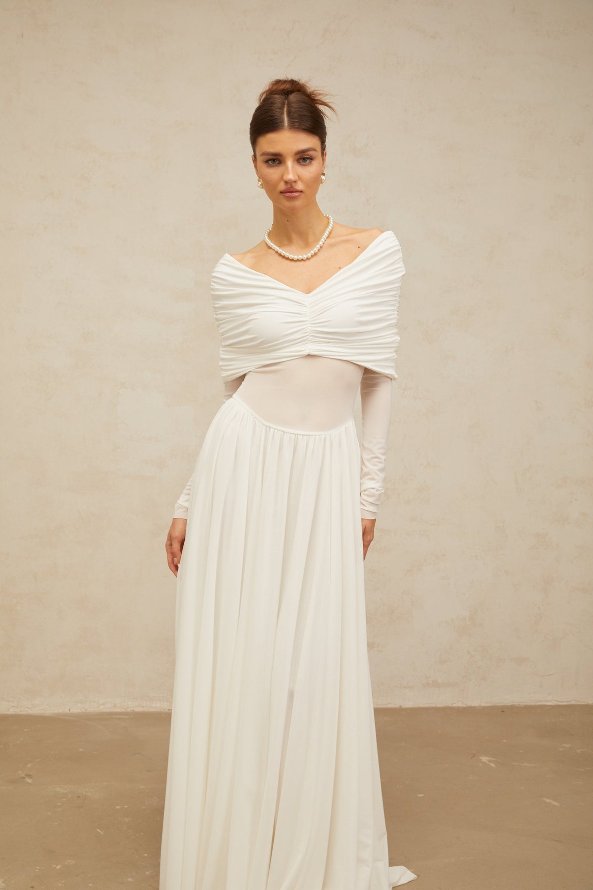 Vérane white draped-detail ruched maxi dress (Final Sale-US Only)