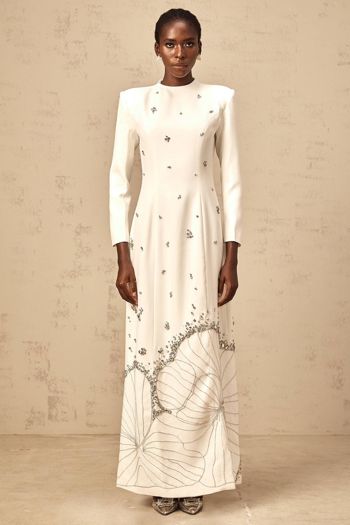 Daphné white lotus-motif embellished maxi dress (Final Sale-US Only)