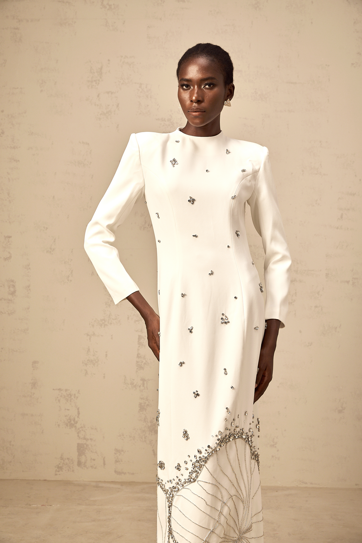 Daphné white lotus-motif embellished maxi dress (Final Sale-US Only)