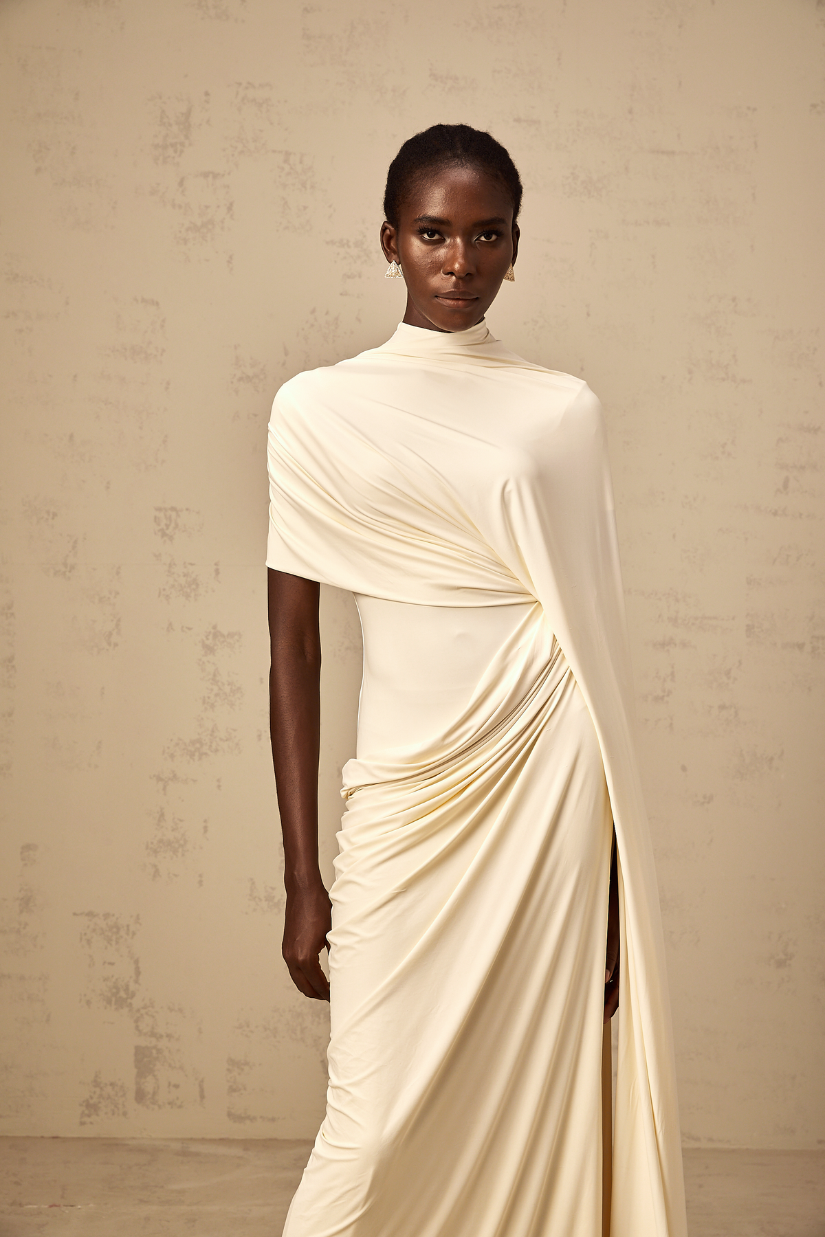 Fenella asymmetrical draped cape & dress matching set