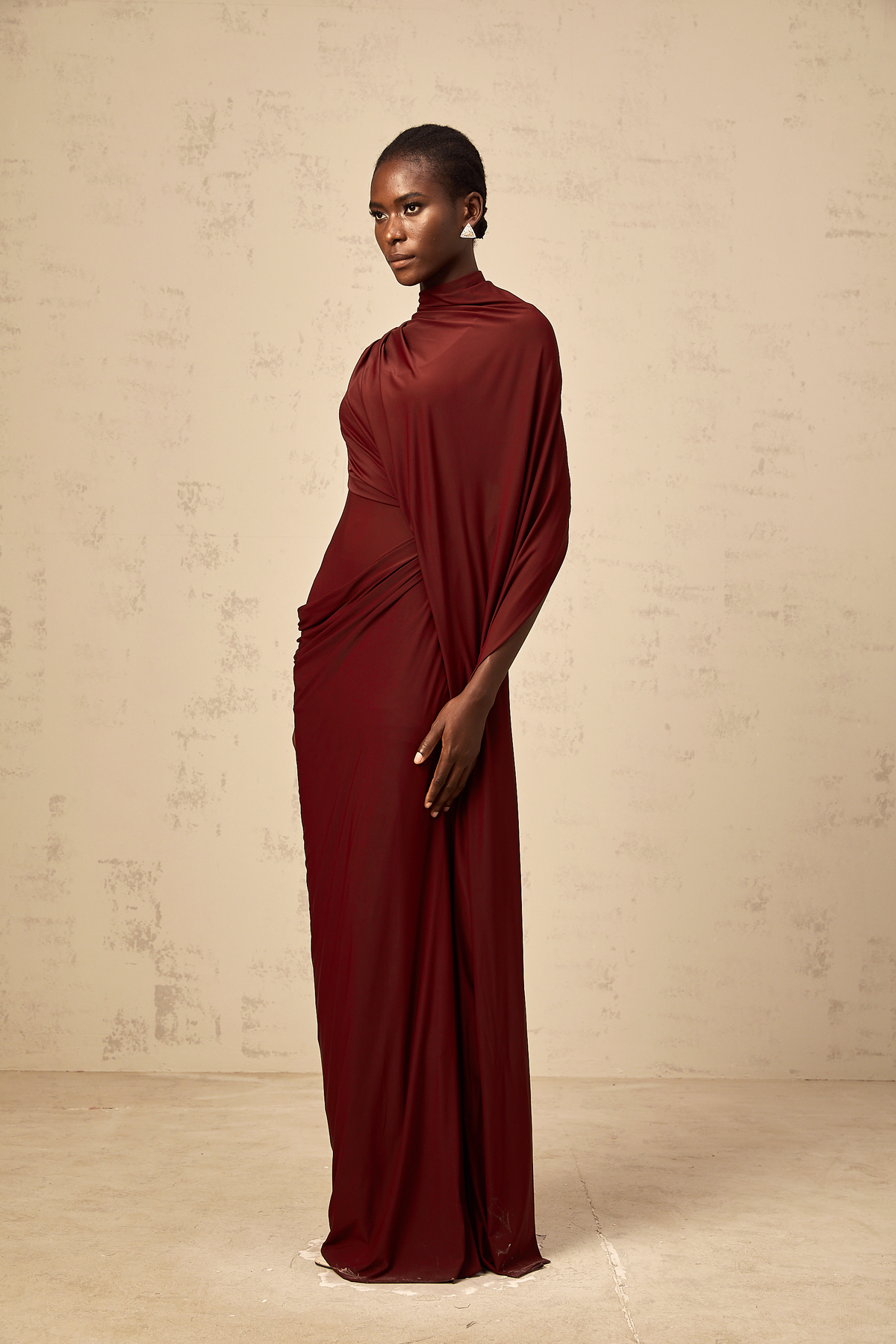 Fenella asymmetrical draped cape & dress matching set