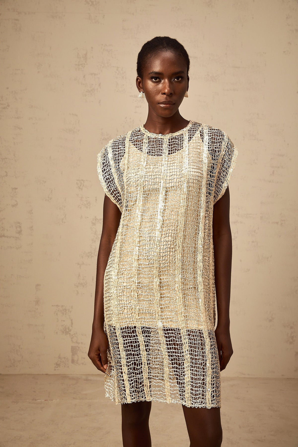 Solène gold sequined cut-out mini dress