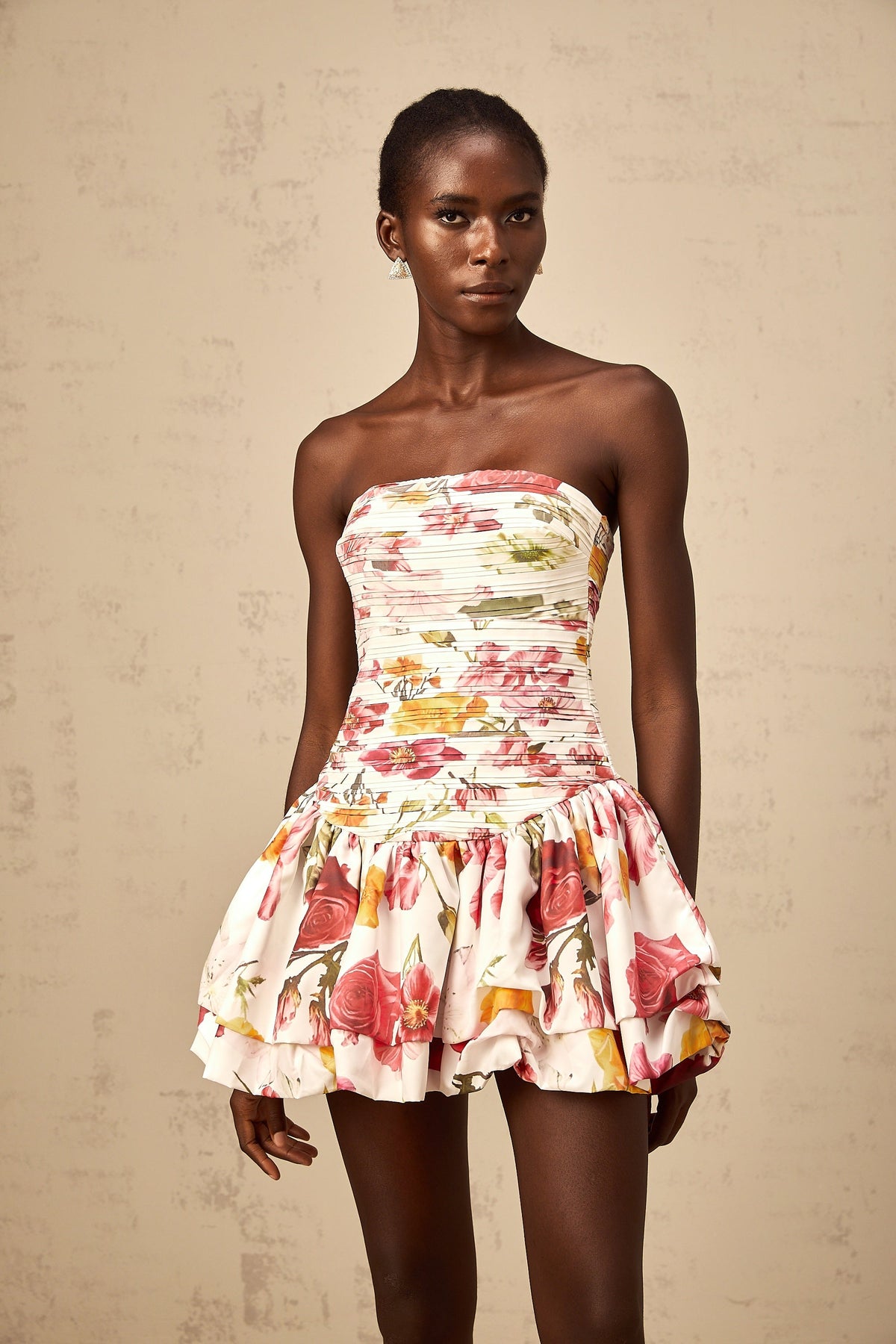 Inès pink floral-print smocked mini dress (Final Sale-US Only)