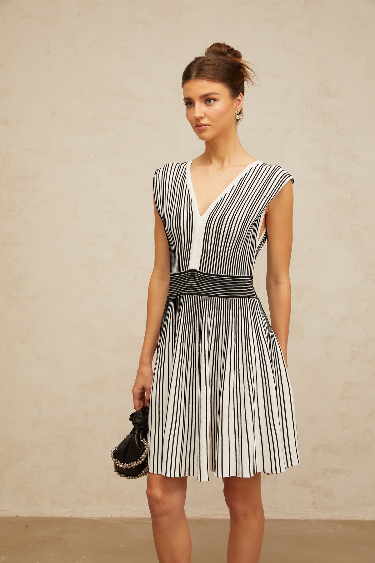 Joëlle contrast-color vertical-striped knit mini dress