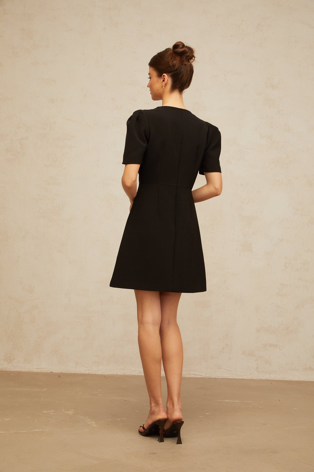Léa black bow embellished mini dress