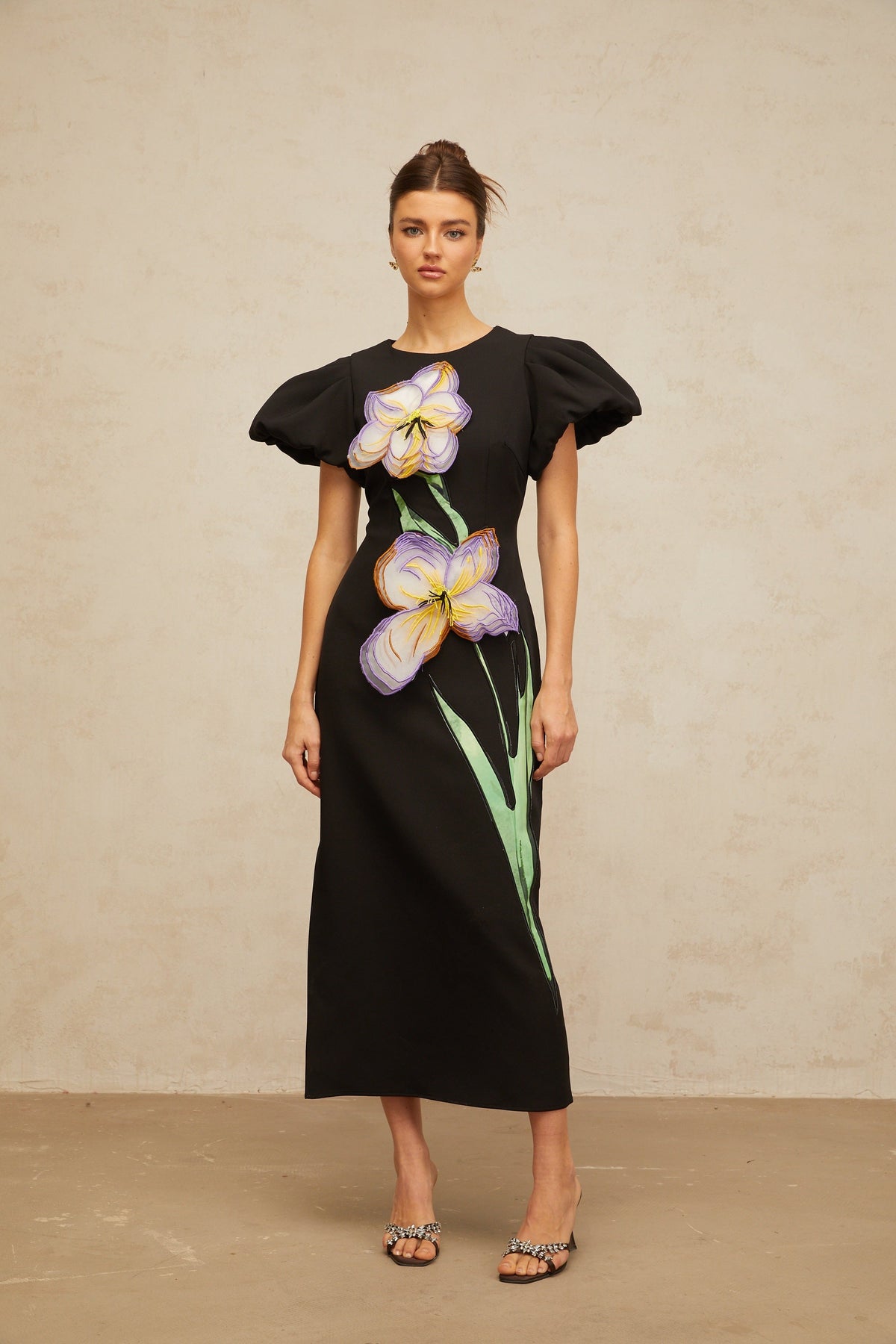 Irène sequined floral-embroidered midi dress in Black (Final Sale-US Only)
