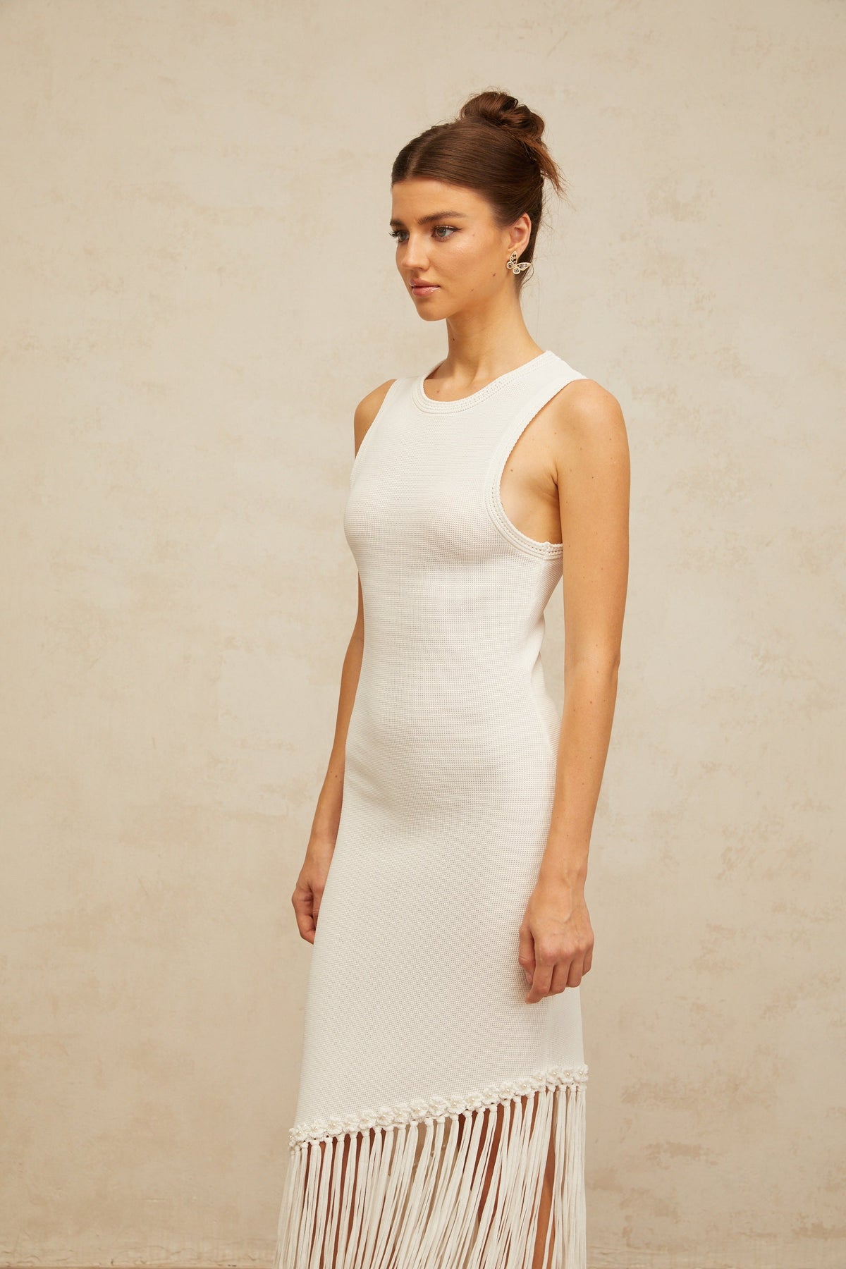 Mélisande white fringed-detail knit maxi dress (Final Sale-US Only)