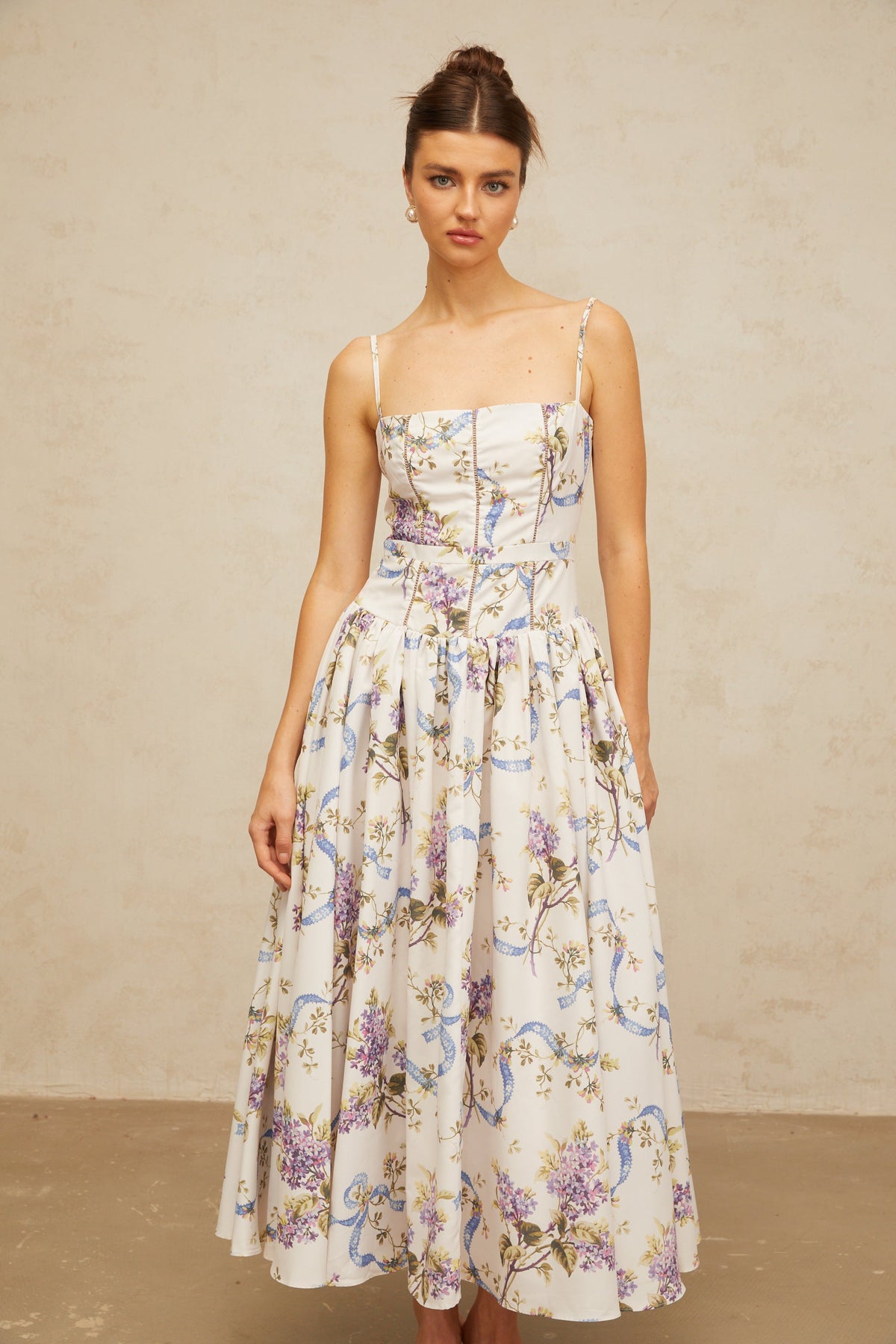 Fleur floral-print midi dress in White (Final Sale-US Only)