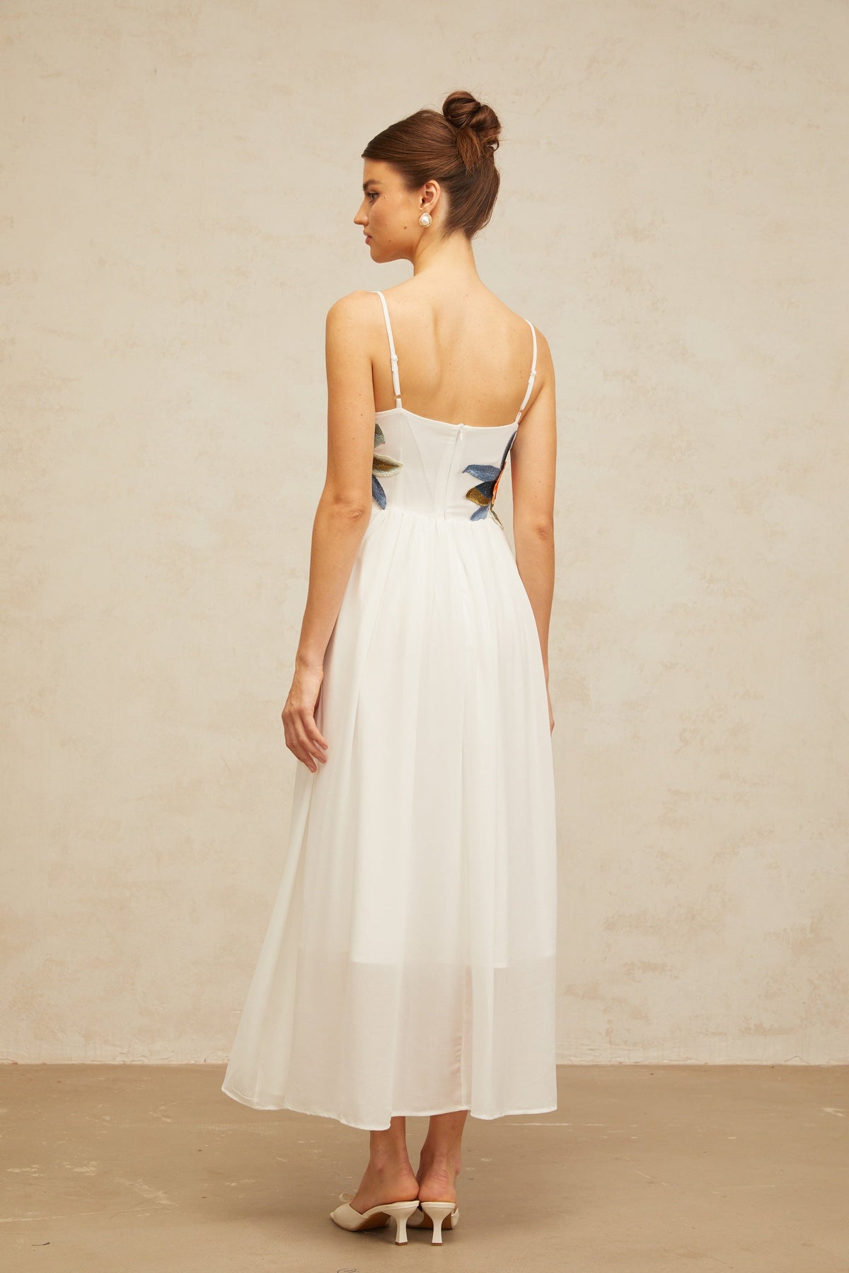 Josette floral-embroidered shirred maxi dress in White (Final Sale-US Only)