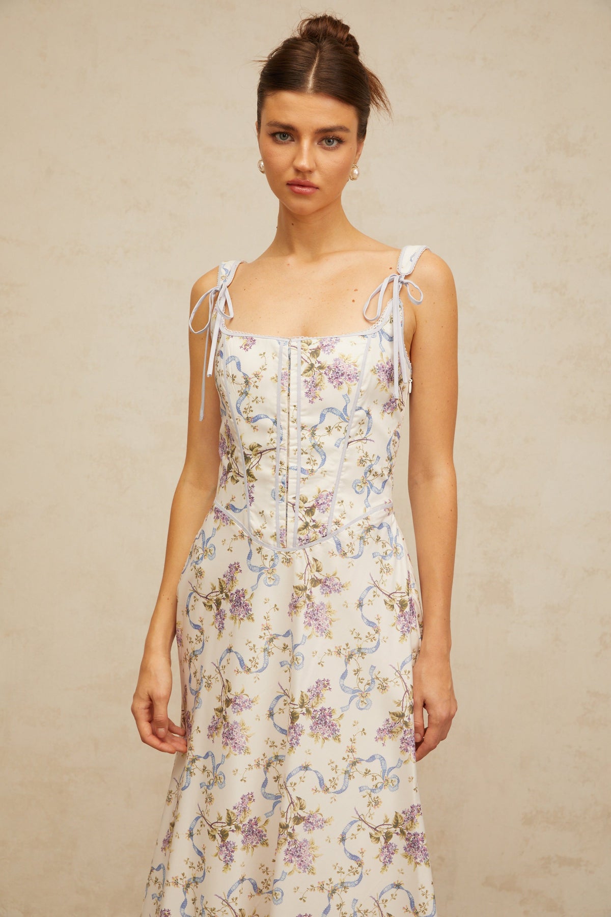 Bruyère white floral-print flared midi dress