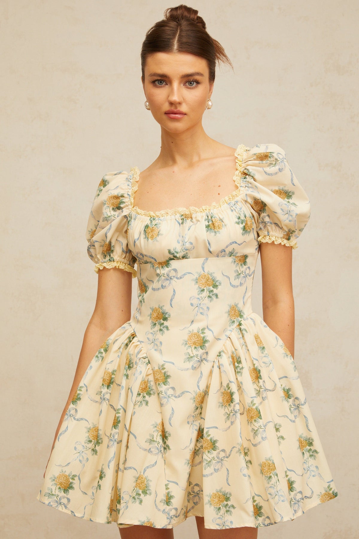 Tiphaine yellow floral-print shirred mini dress (Final Sale-US Only)