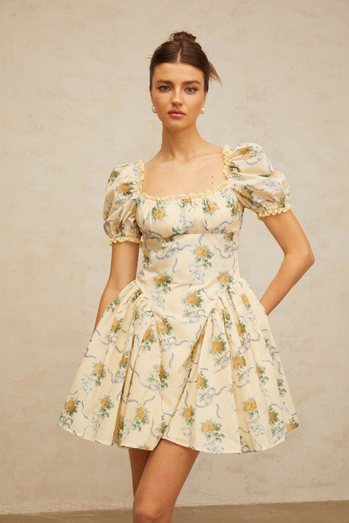Tiphaine yellow floral-print shirred mini dress (Final Sale-US Only)
