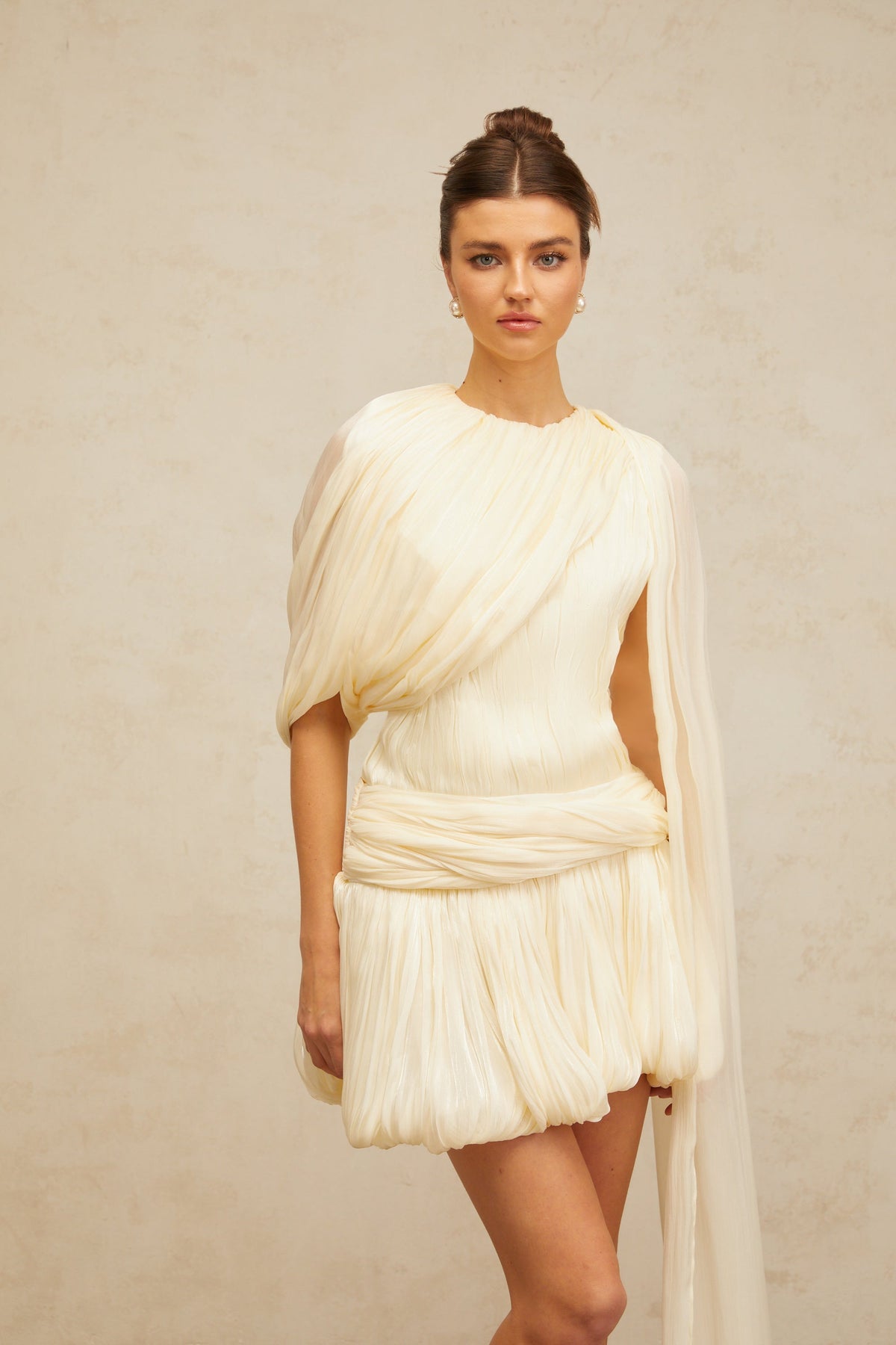 Cyrielle pleated ribbon-design mini dress