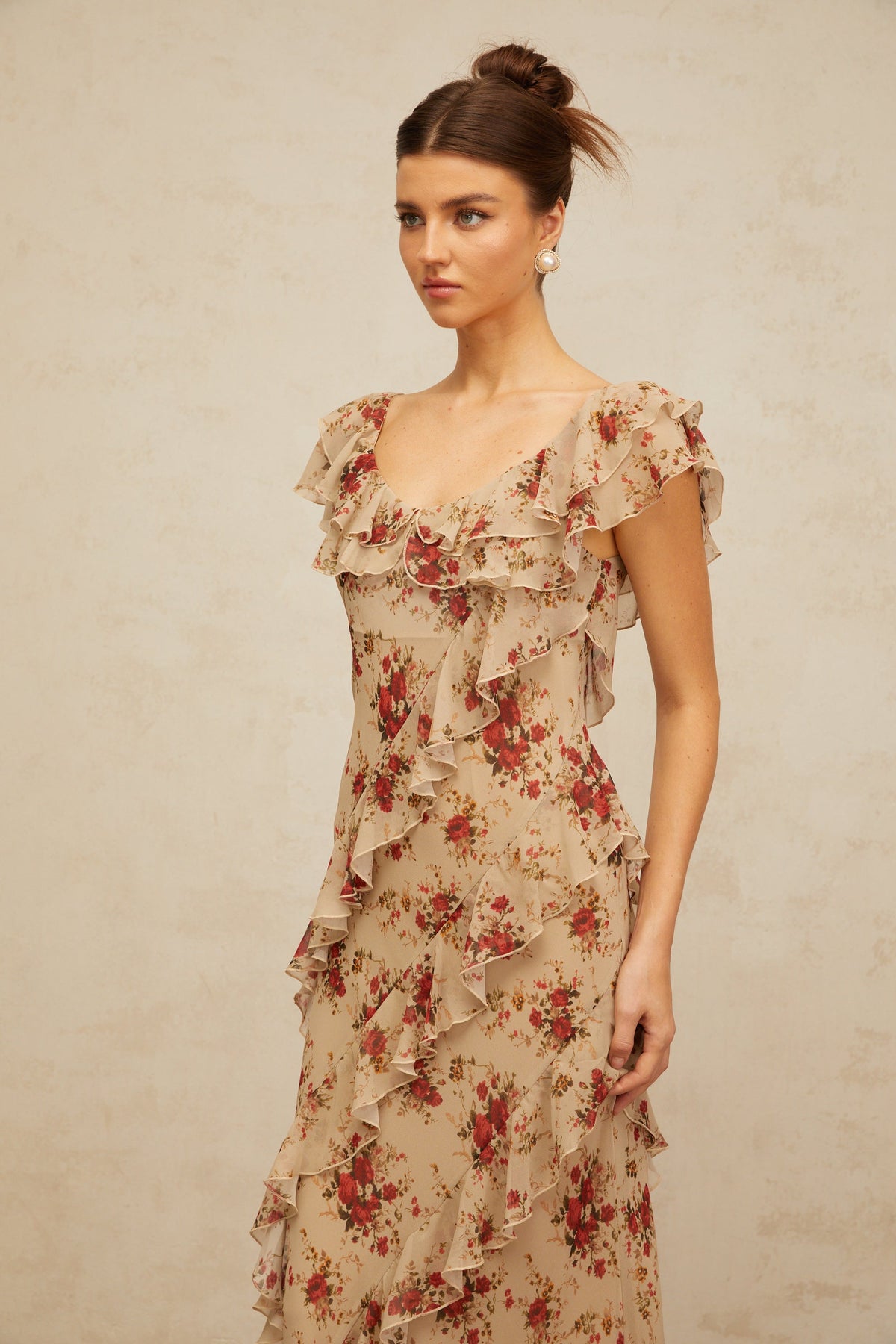 Déotille ruffled floral-print flared maxi dress