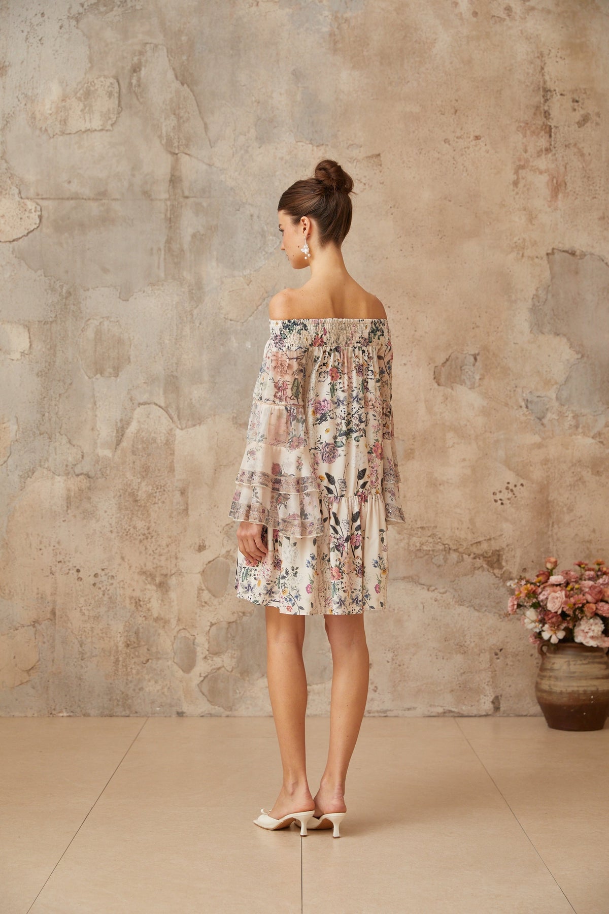 Yasmine smocked floral-print mini dress