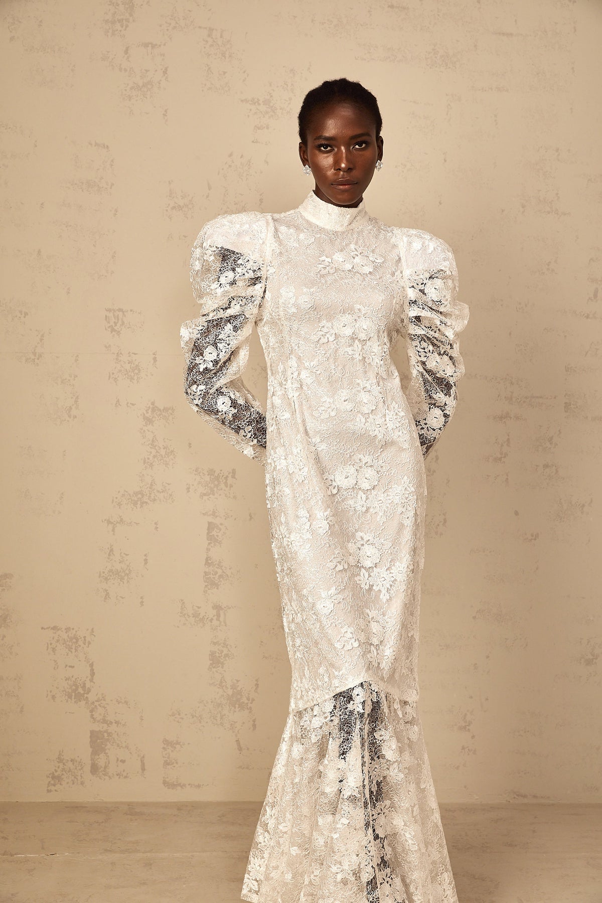 Pauline White Floral Lace Mermaid Maxi Dress
