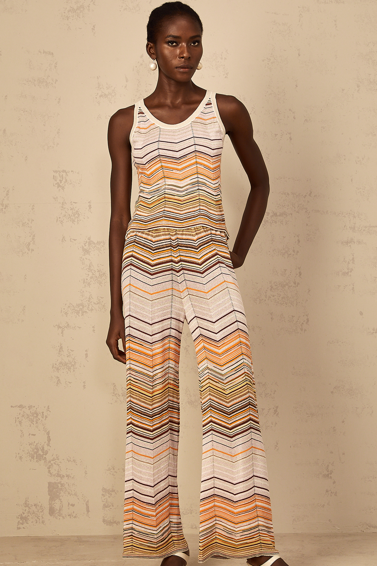 Chloé Neutral Striped Knit Matching Set