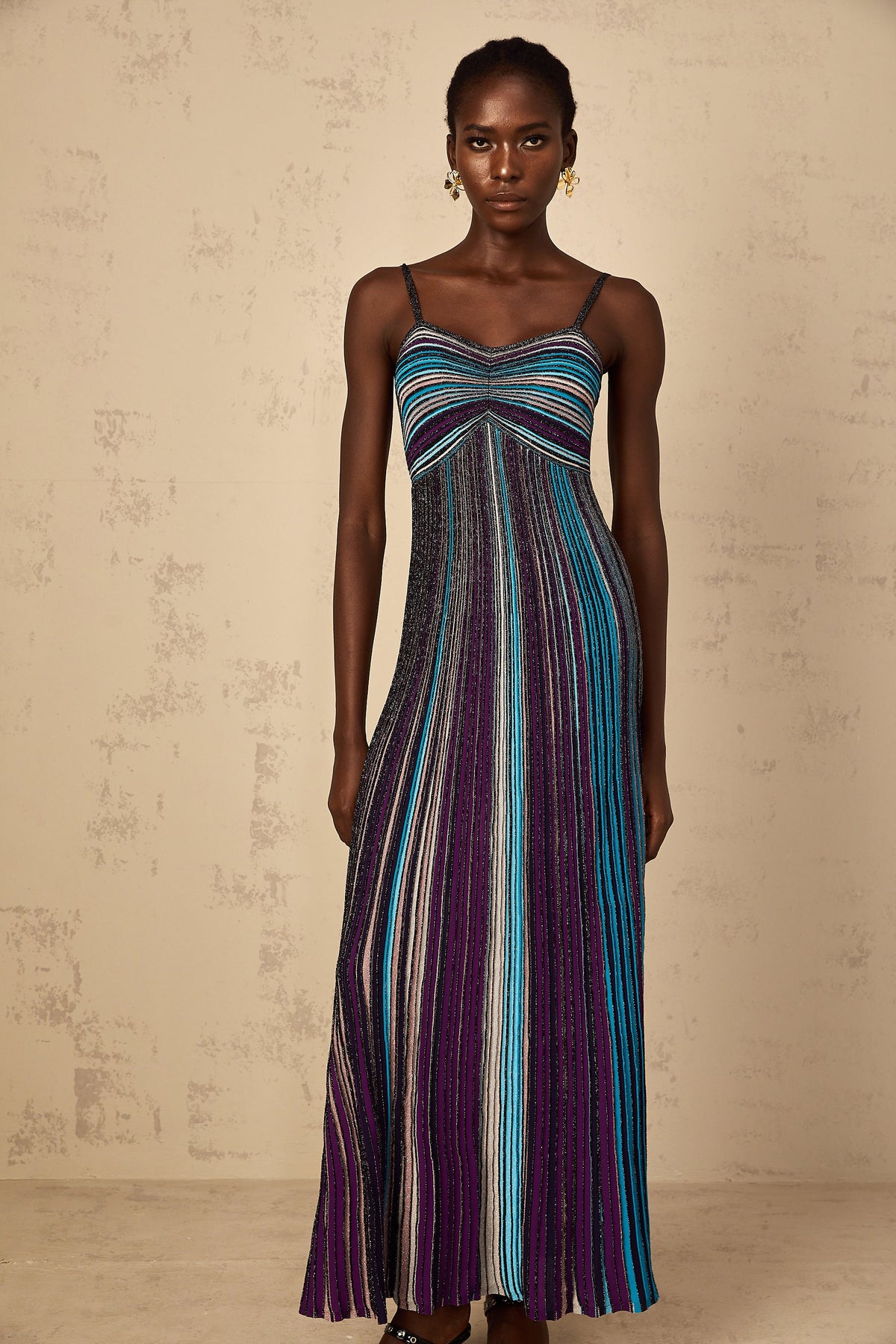 Bruyère Purple Sequin Striped Knit Maxi Dress (Final Sale-US Only)