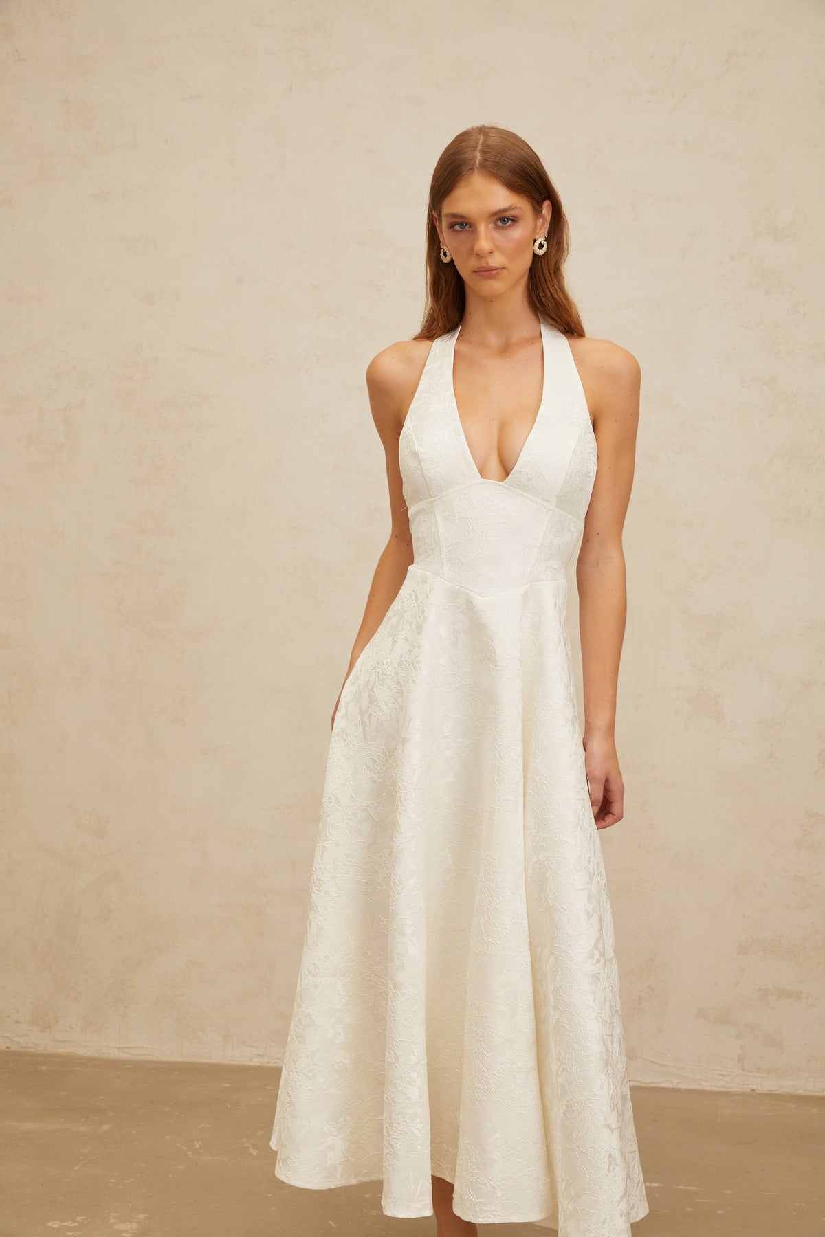 Céline White Glamorous Event Midi Dress (Final Sale-US Only)