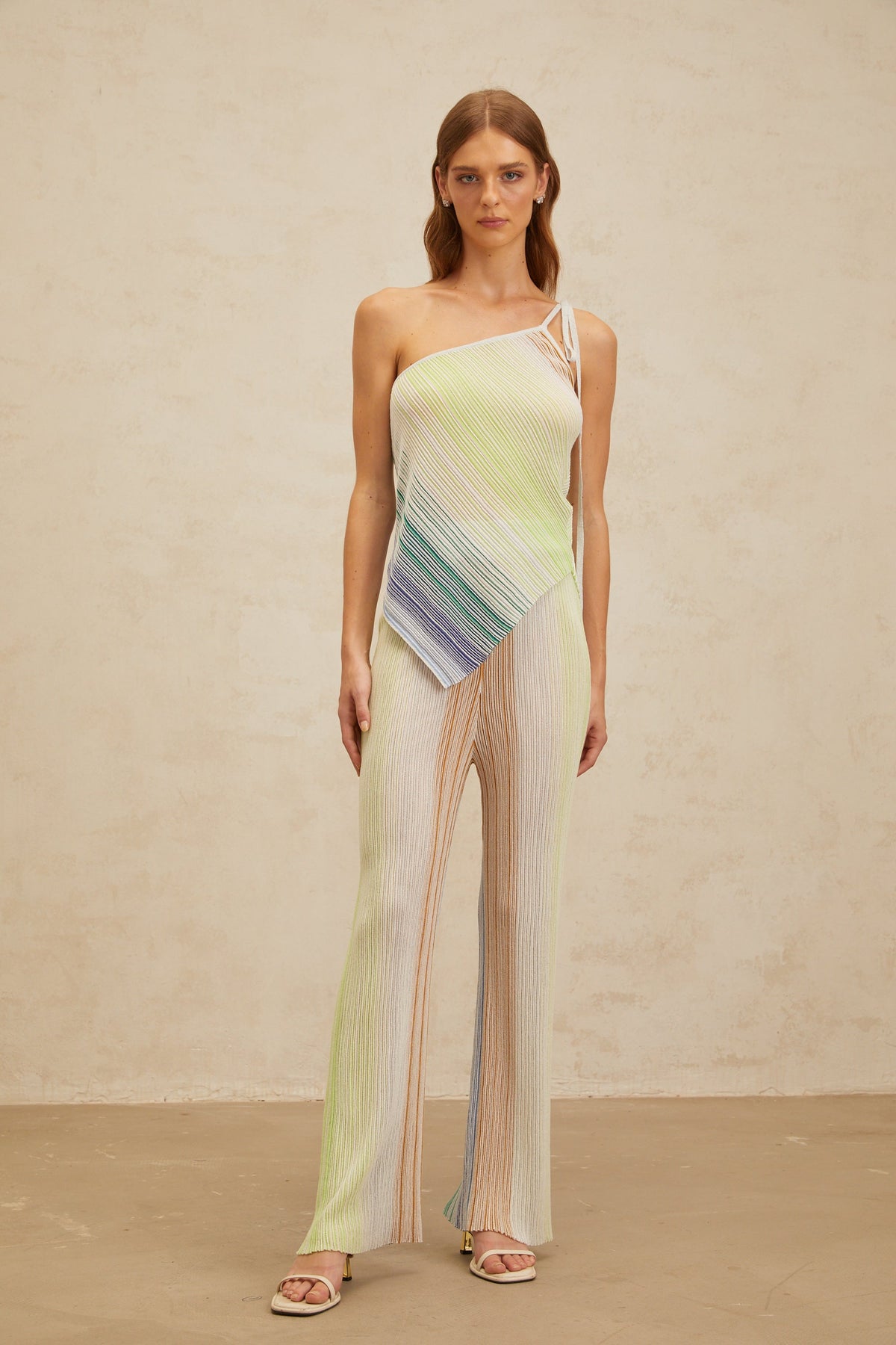 Amaryllis Green Sequin Striped Knit Matching Set