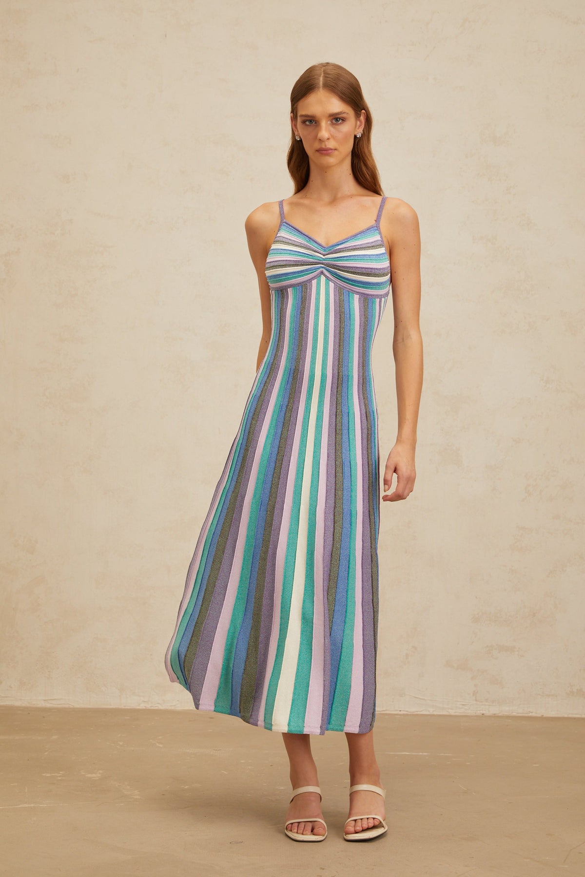 Bruyère Blue Striped Knit Midi Dress