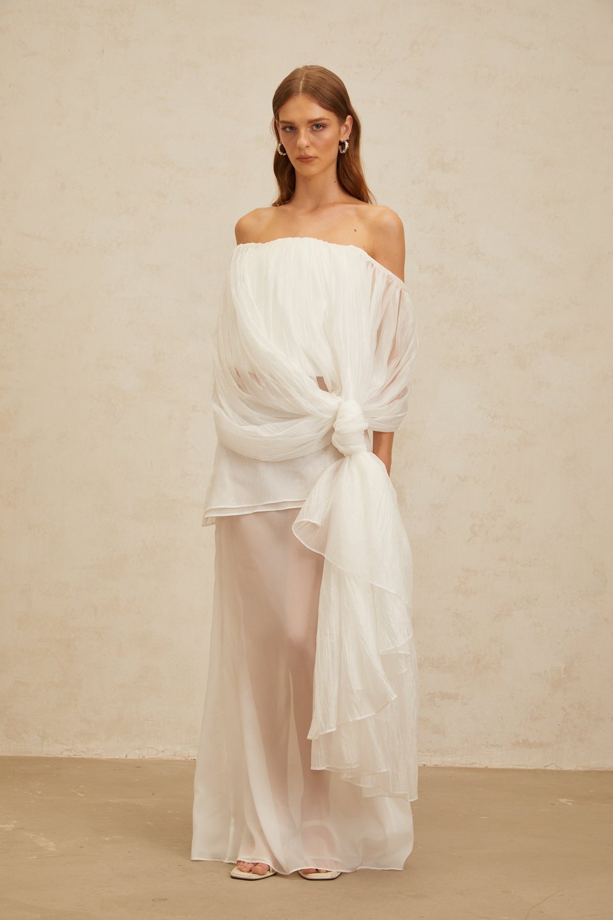 Lison White Asymmetrical Tulle Matching Set (Final Sale-US Only)