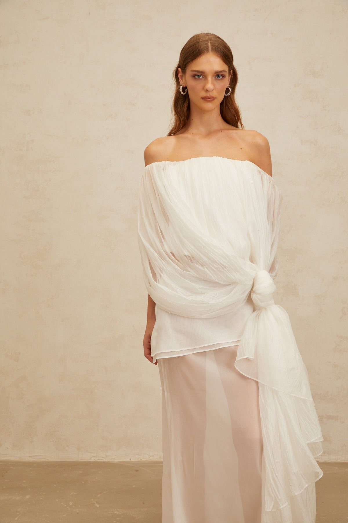 Lison White Asymmetrical Tulle Matching Set (Final Sale-US Only)