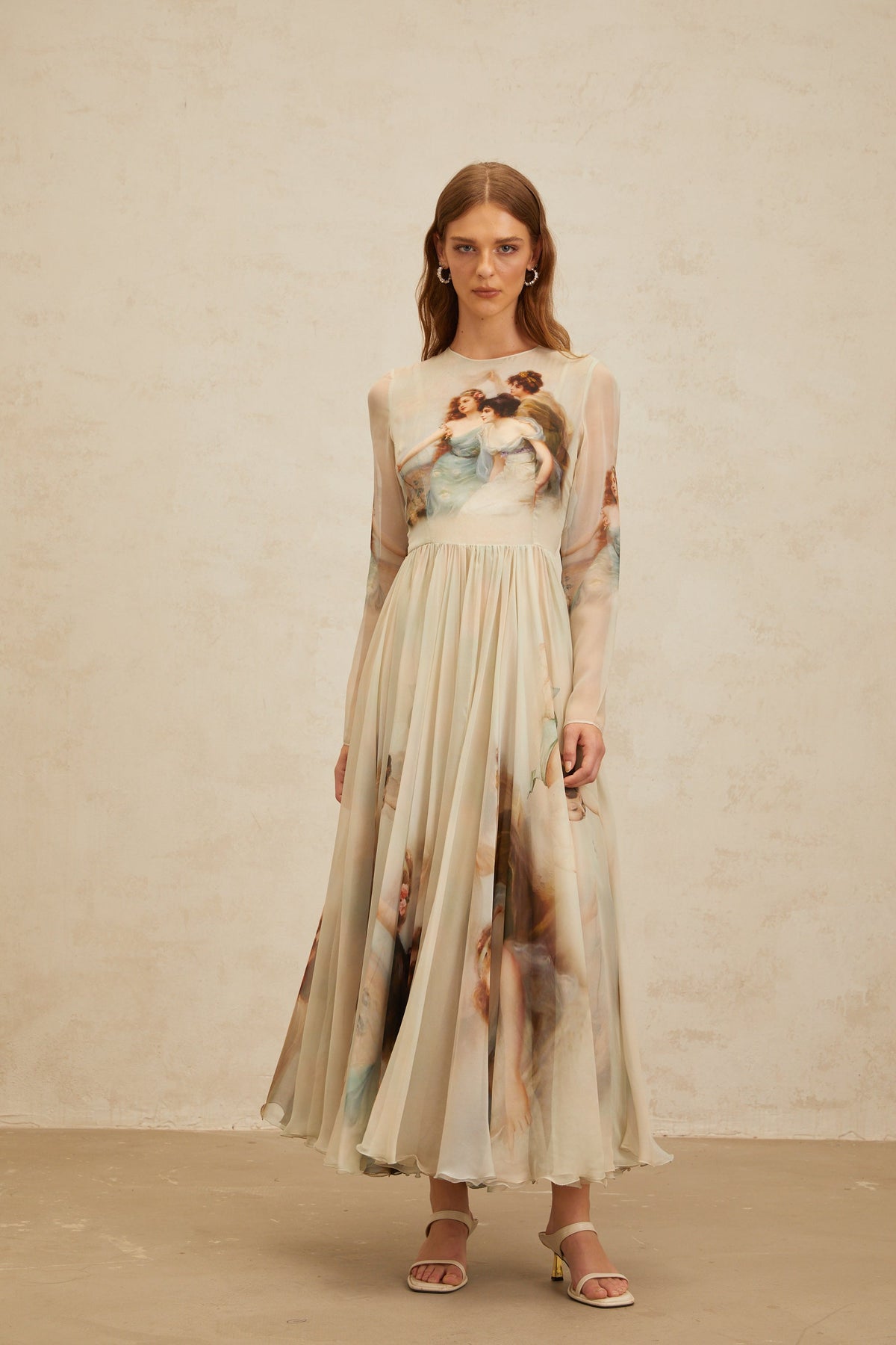 Manon Green Graphic Print Silk Maxi Dress