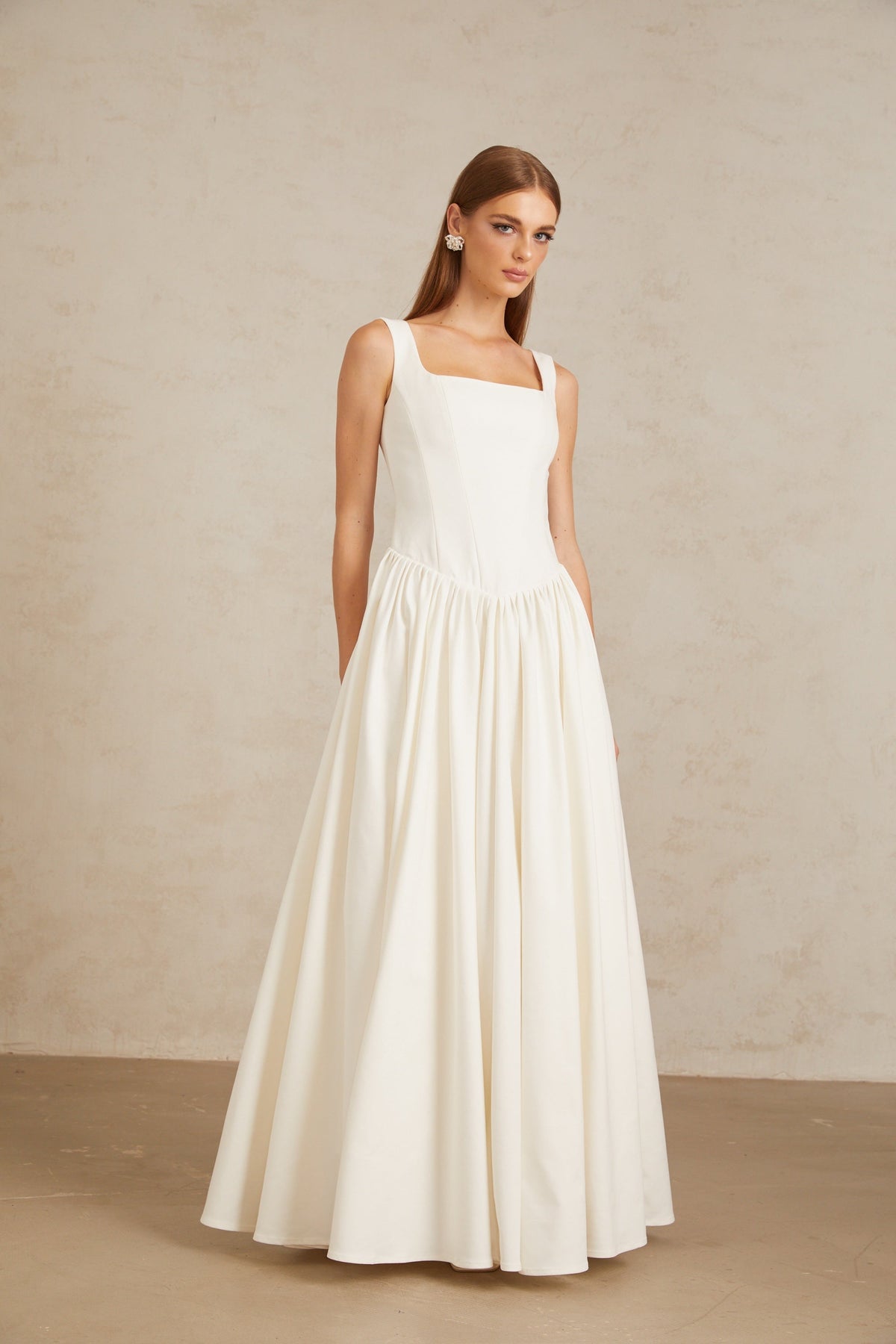 Sadie White Pleated Corset Maxi Gown (Final Sale-US Only)