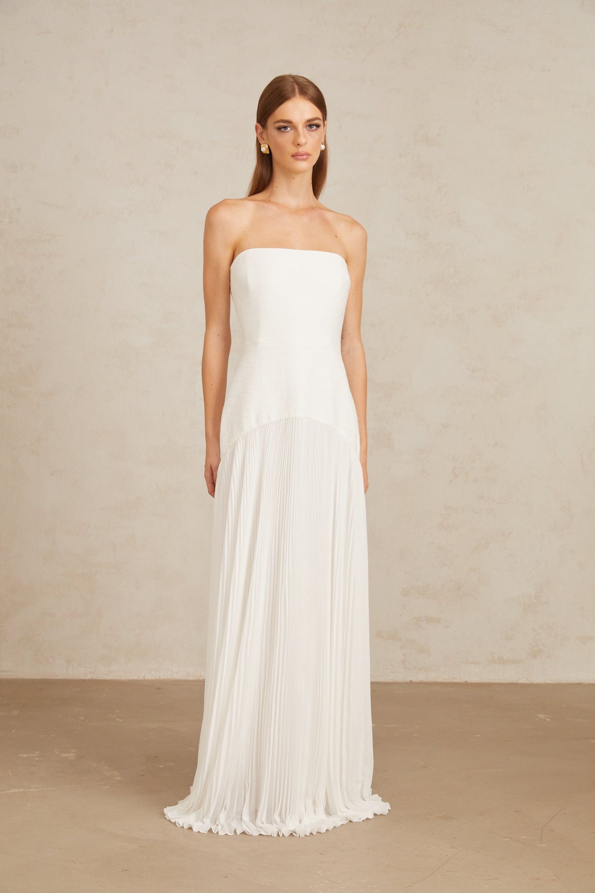 Helena White Off-Shoulder Tulle Panel Maxi Gown (Final Sale-US Only)