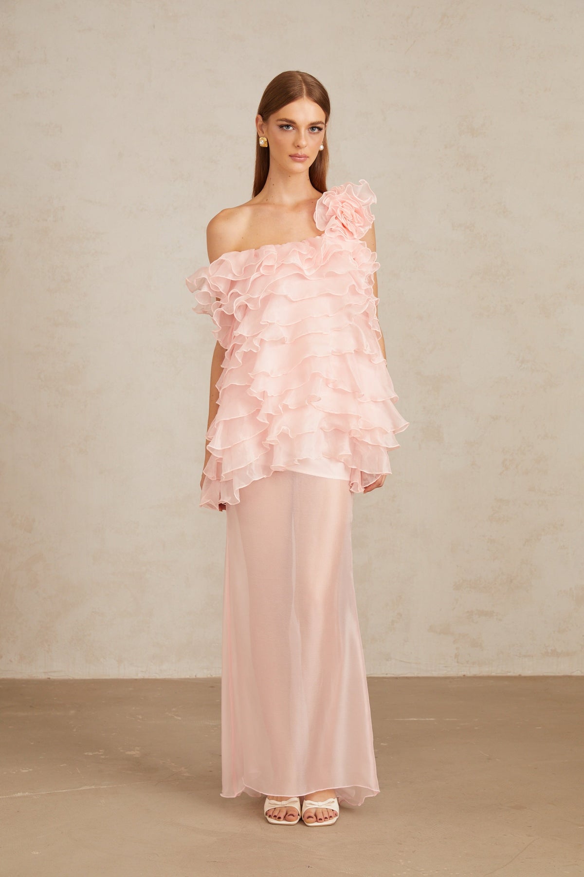 Rosalie Pink Layered Ruffled Floral Dress & Skirt Set (Final Sale-US Only)