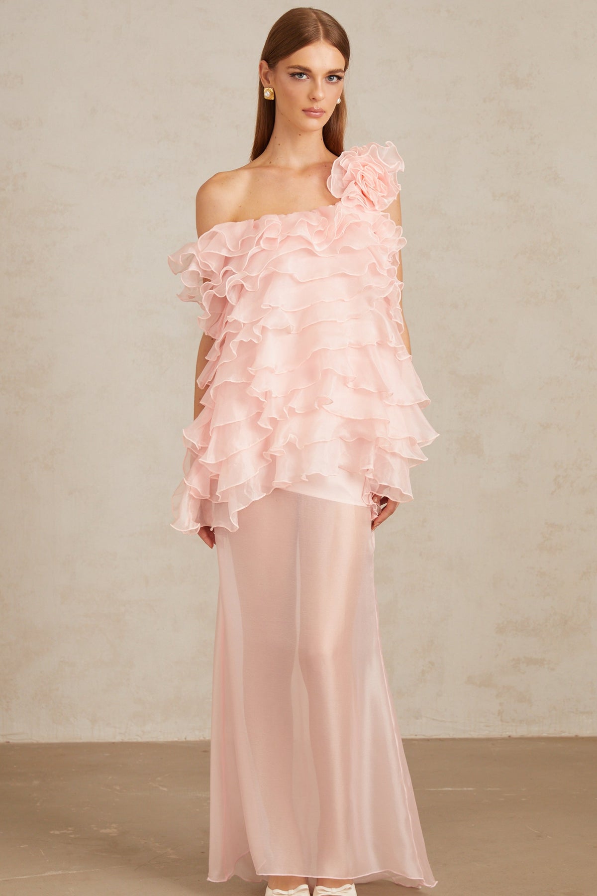 Rosalie Pink Layered Ruffled Floral Dress & Skirt Set (Final Sale-US Only)