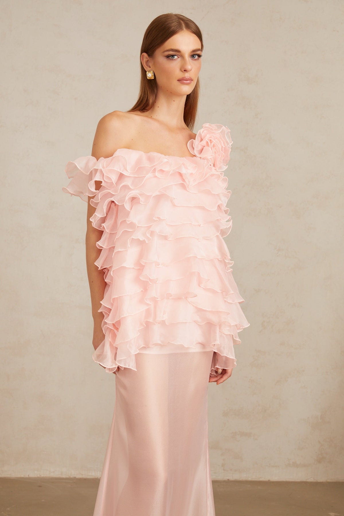 Rosalie Pink Layered Ruffled Floral Dress & Skirt Set (Final Sale-US Only)