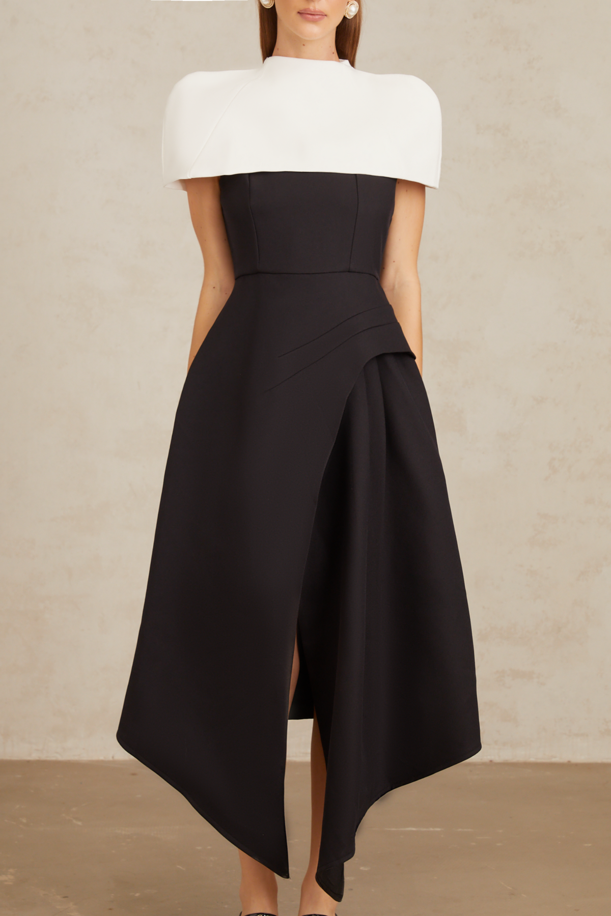 Fabienne Color Block Midi Dress with Shawl Detail (Final Sale-US Only)