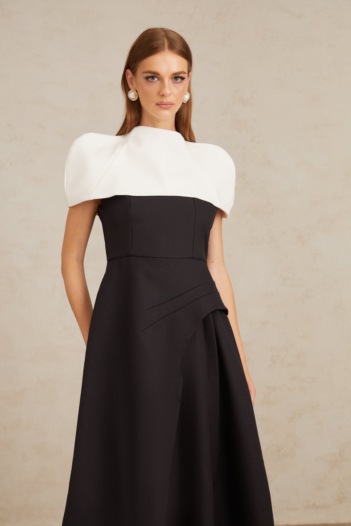 Fabienne Color Block Midi Dress with Shawl Detail (Final Sale-US Only)