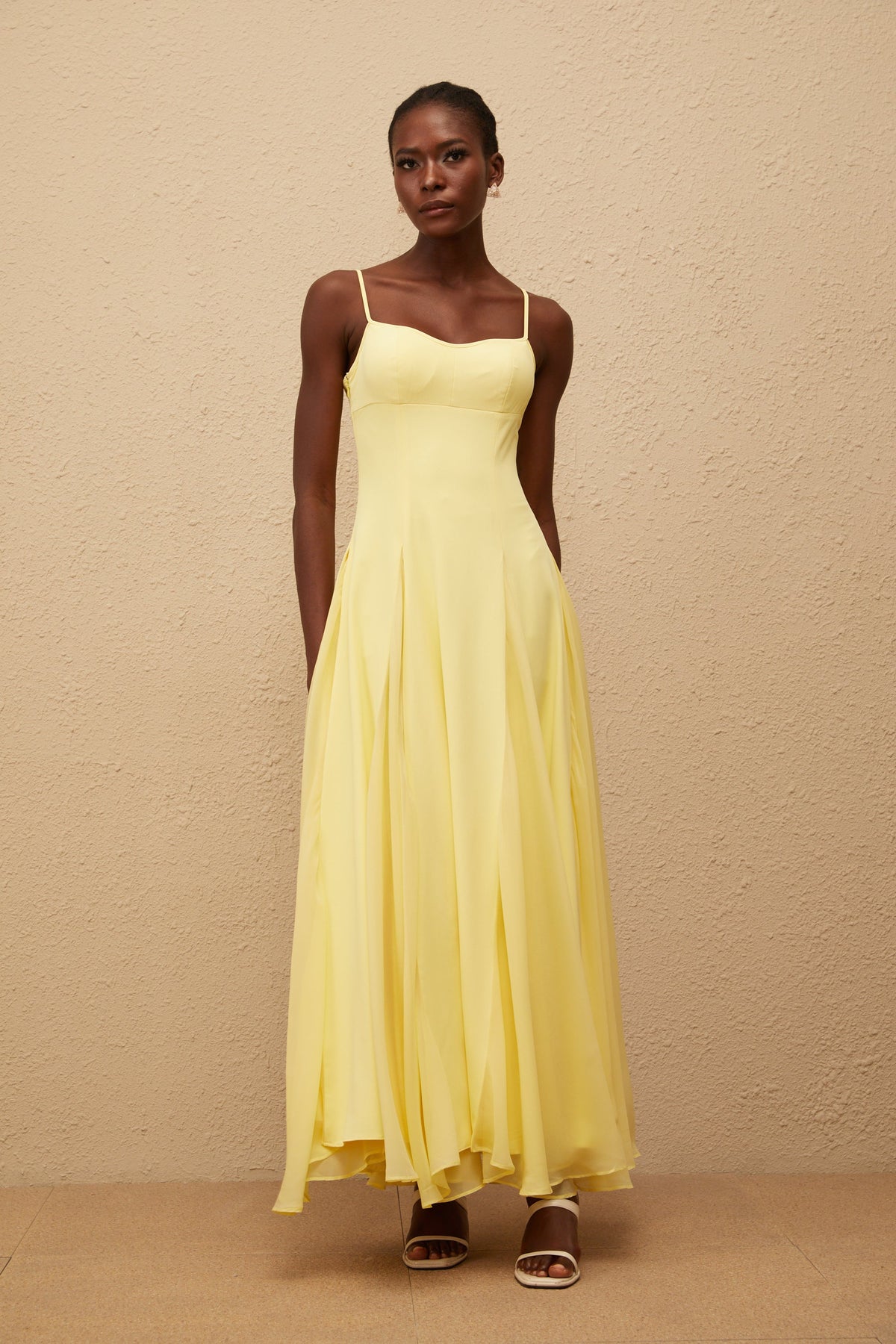 Sofie Yellow Pleated Maxi Dress (Final Sale)