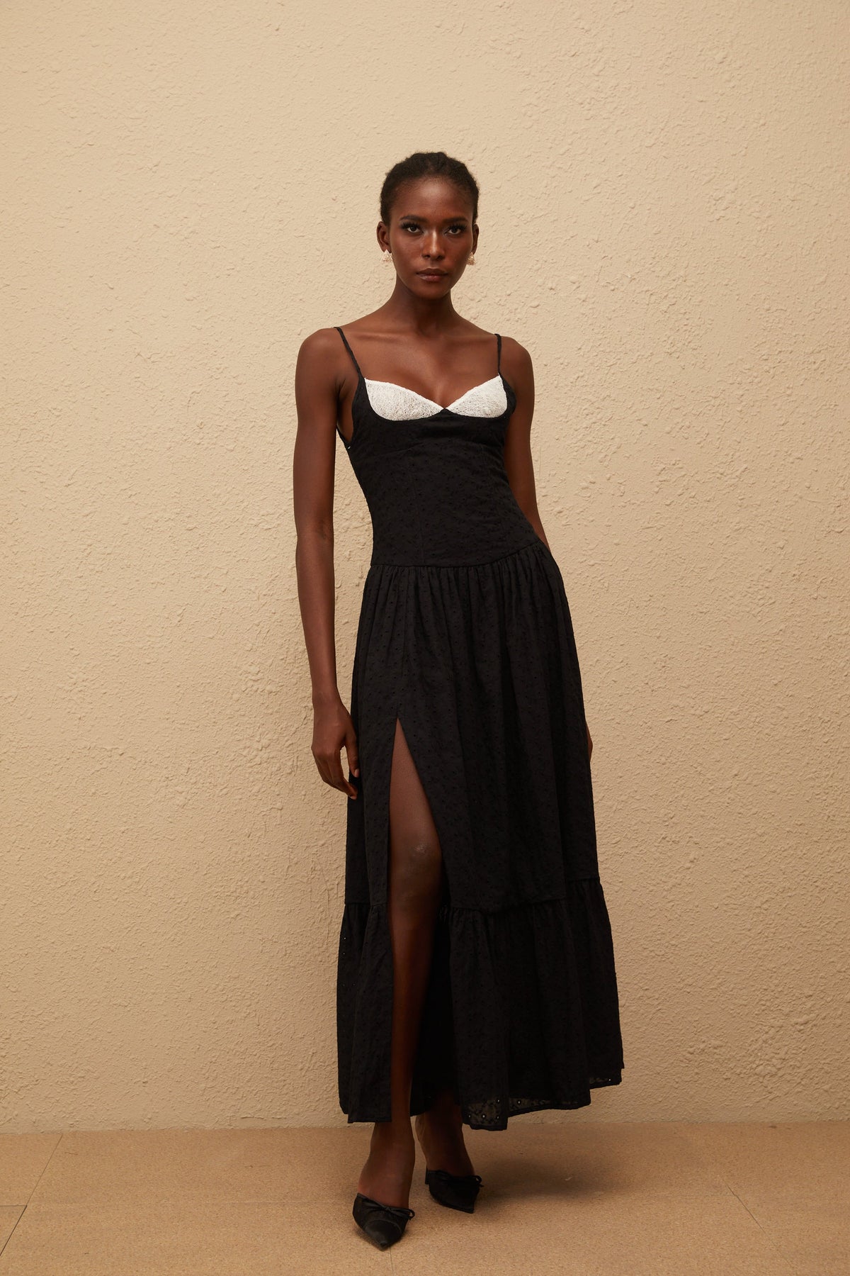 Amalia Black Embroidered Corset Maxi Dress (Final Sale)