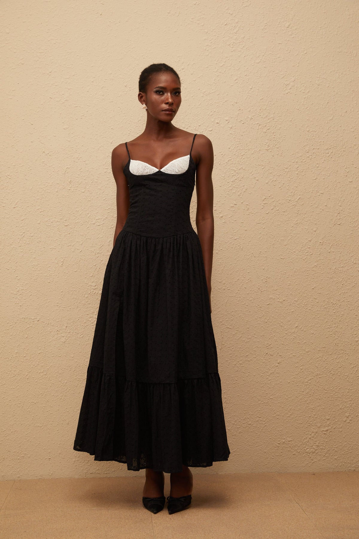 Amalia Black Embroidered Corset Maxi Dress (Final Sale)