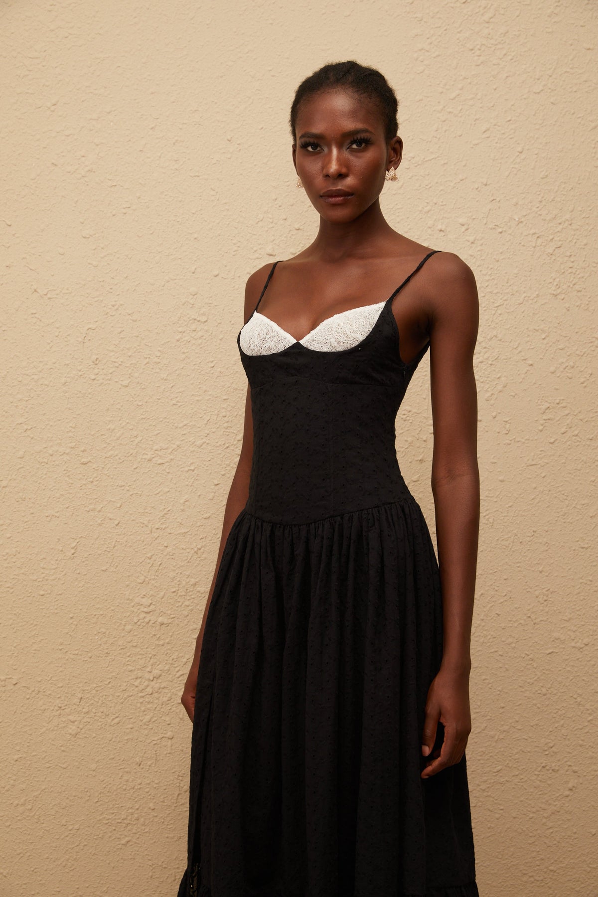 Amalia Black Embroidered Corset Maxi Dress (Final Sale)
