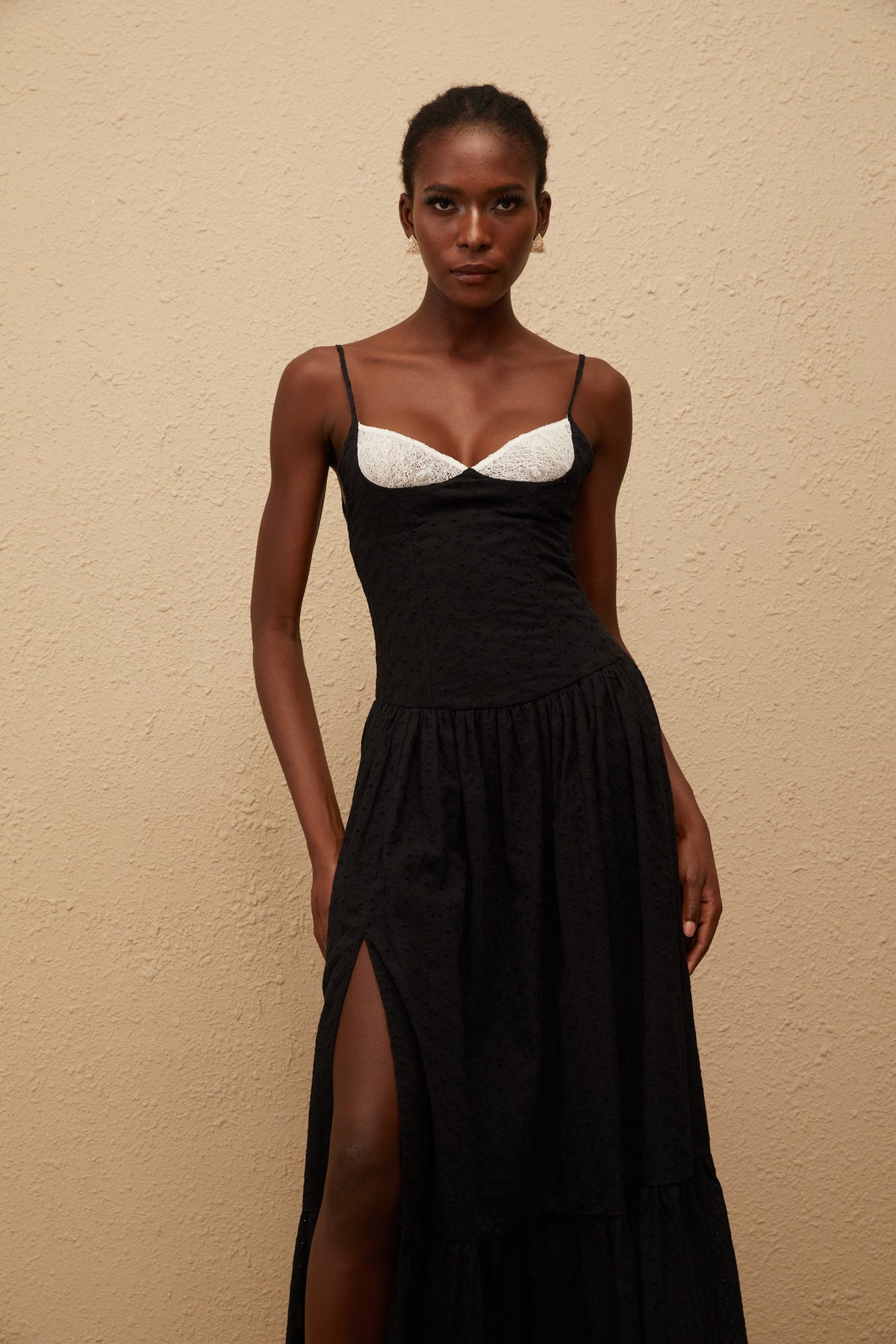 Amalia Black Embroidered Corset Maxi Dress (Final Sale)