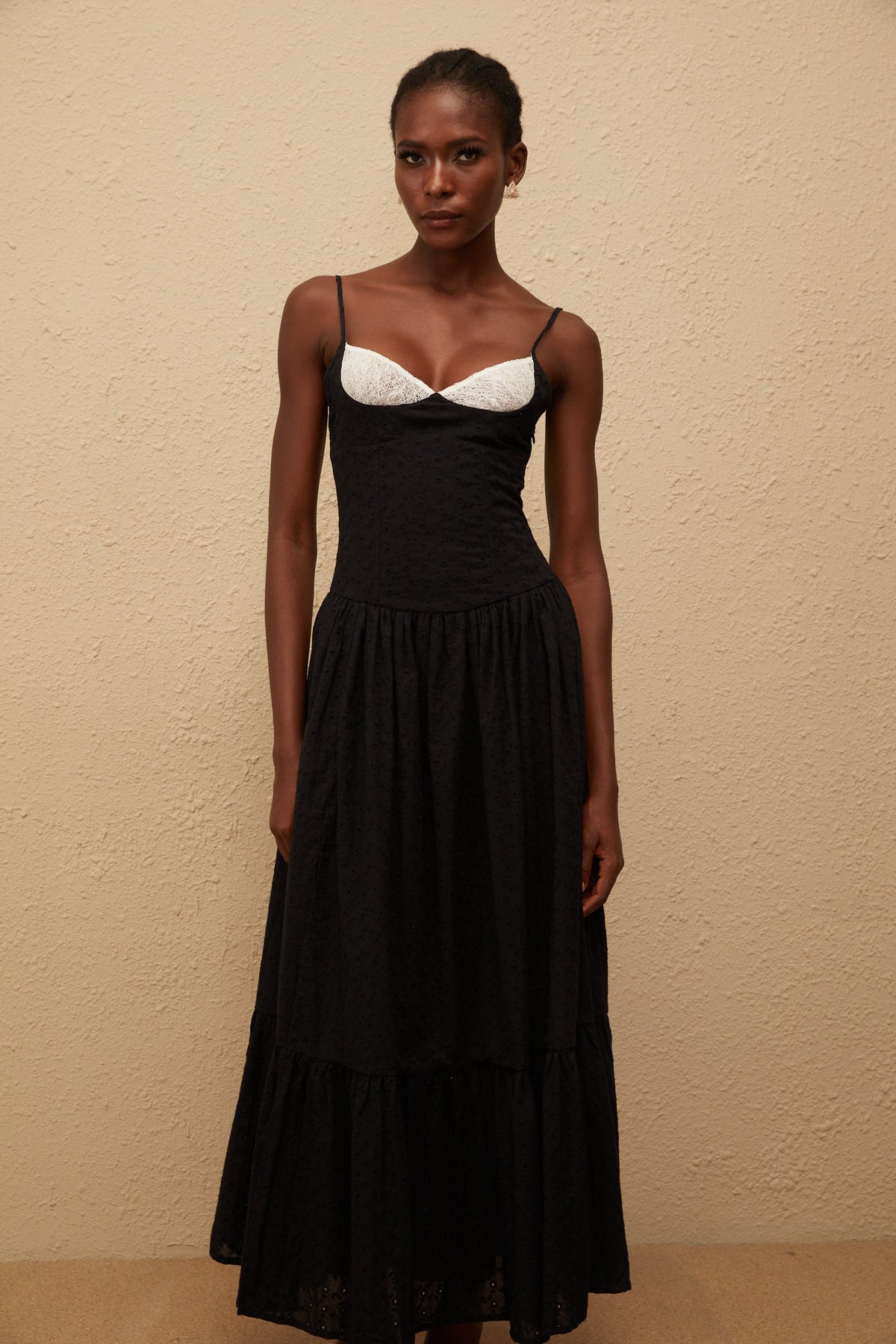 Amalia Black Embroidered Corset Maxi Dress (Final Sale)