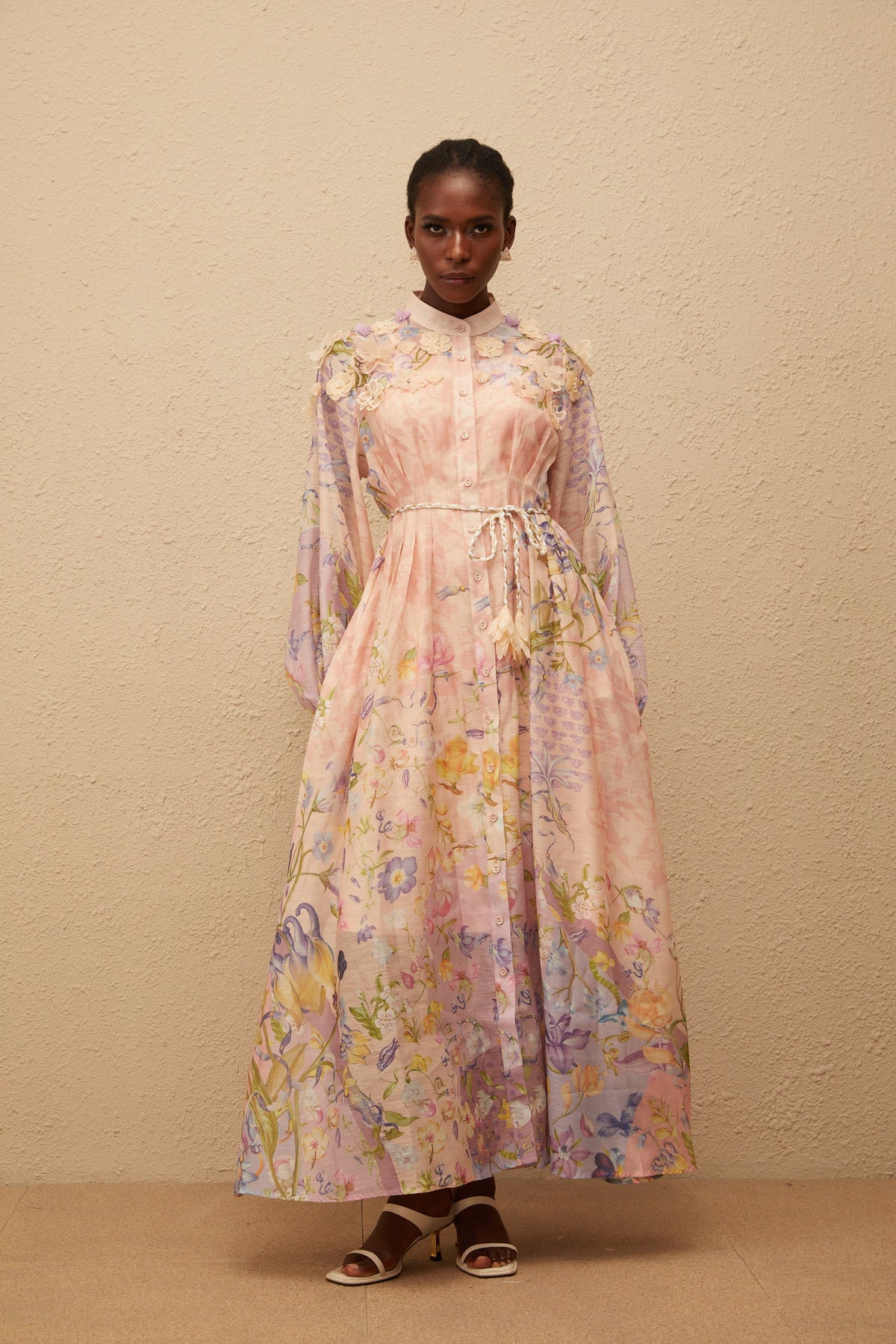 Delphine Pink Floral Print Maxi Dress