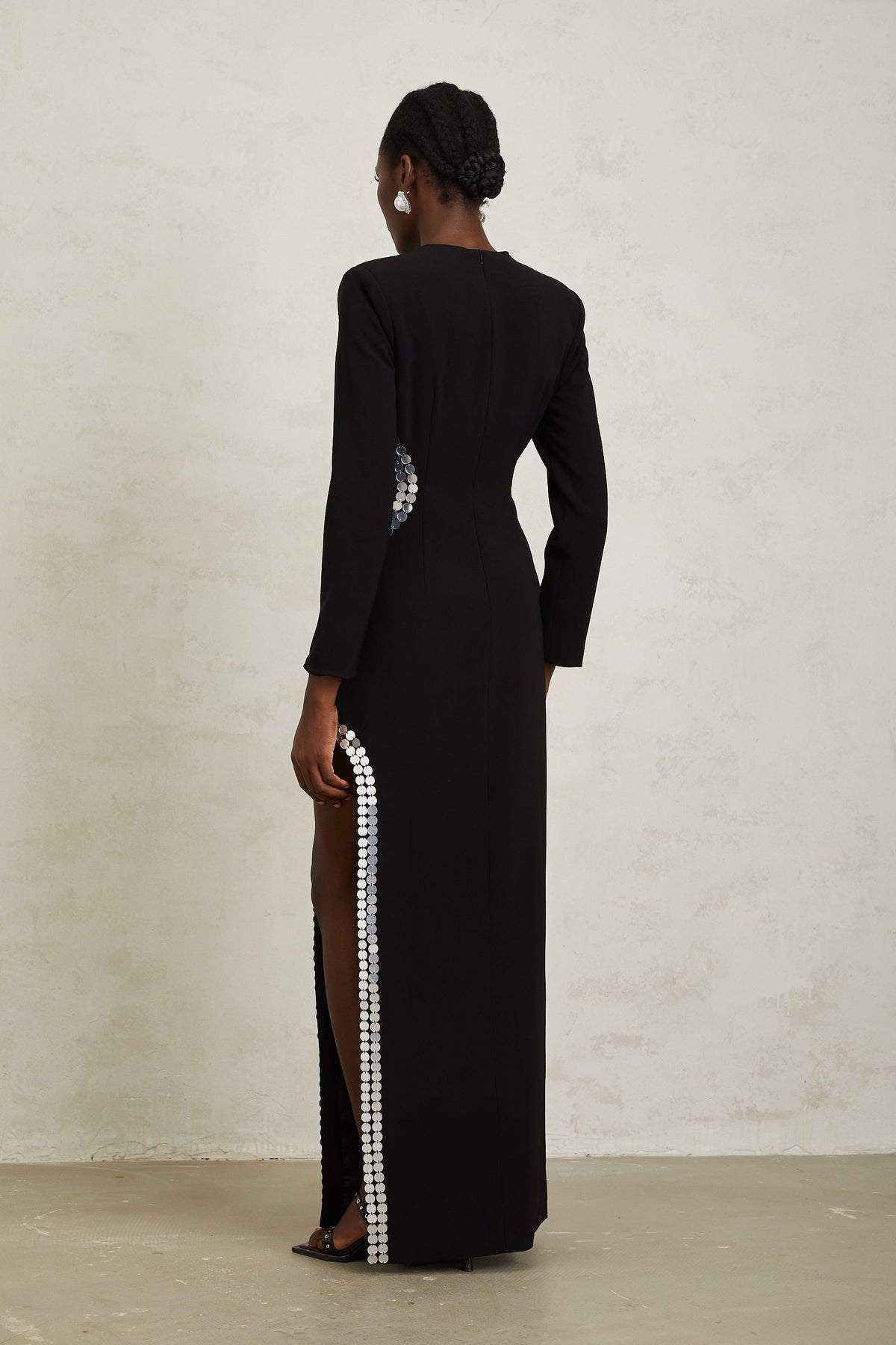 Antonia Black Cut Out Sequined Maxi Dress