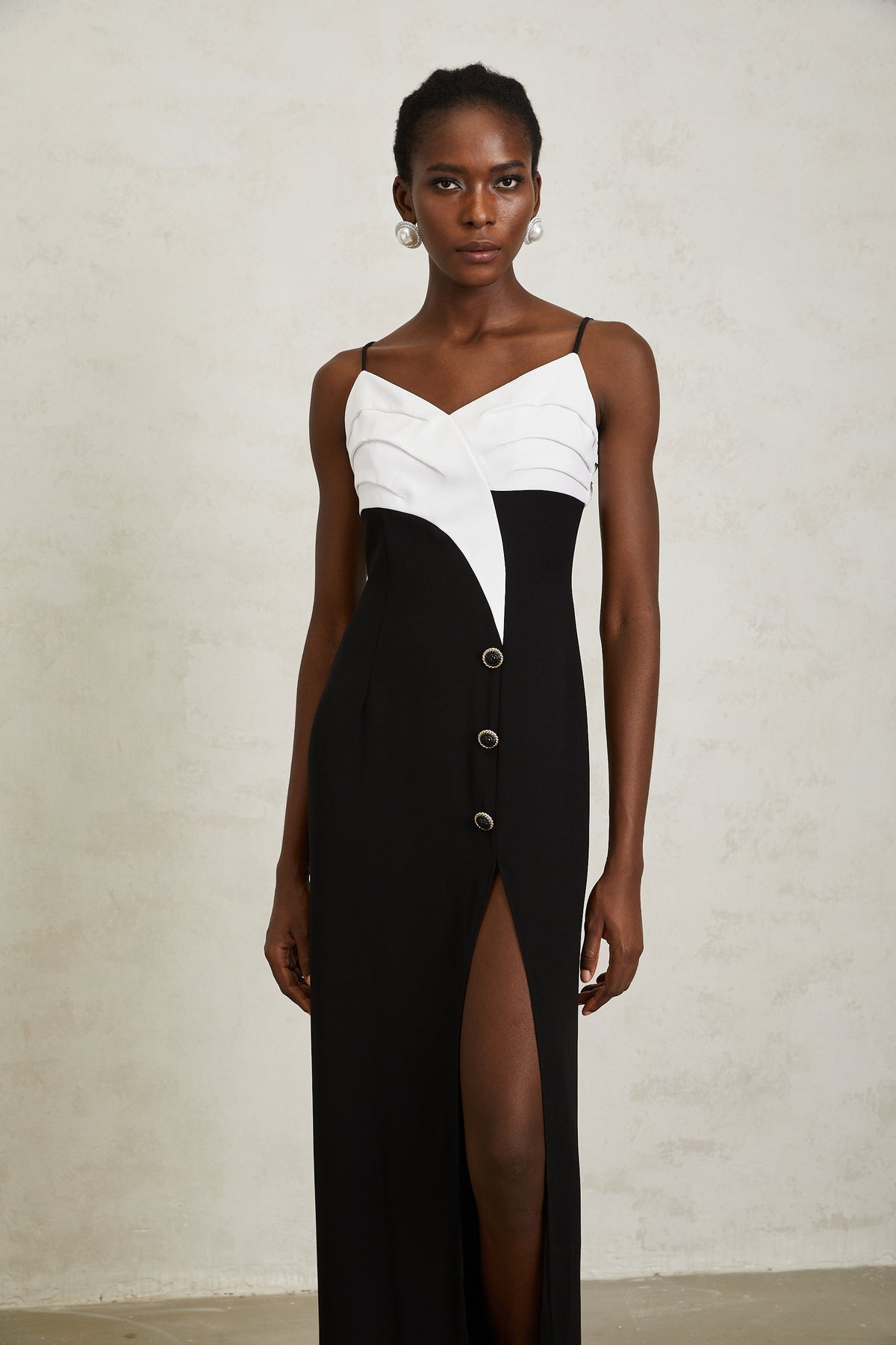 Estefanía Color Block High Slit Maxi Dress