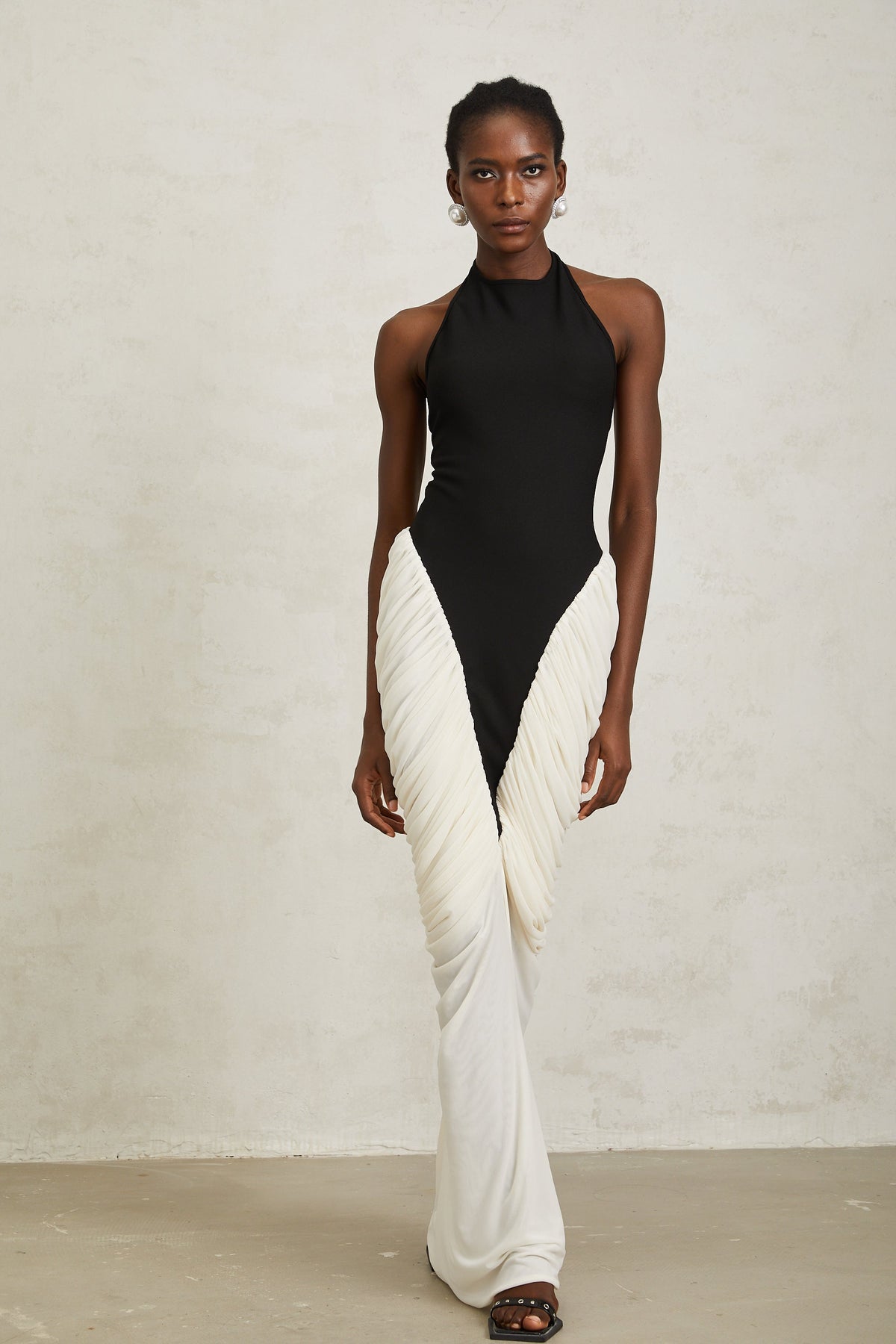 Jade Black Ruched Halterneck Maxi Bodycon Dress (Final Sale-US Only)