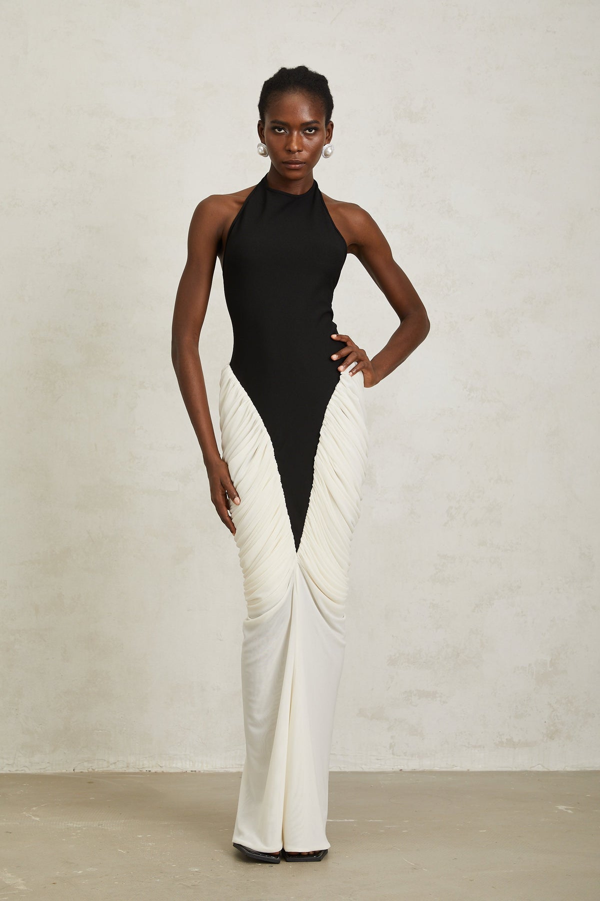 Jade Black Ruched Halterneck Maxi Bodycon Dress (Final Sale-US Only)
