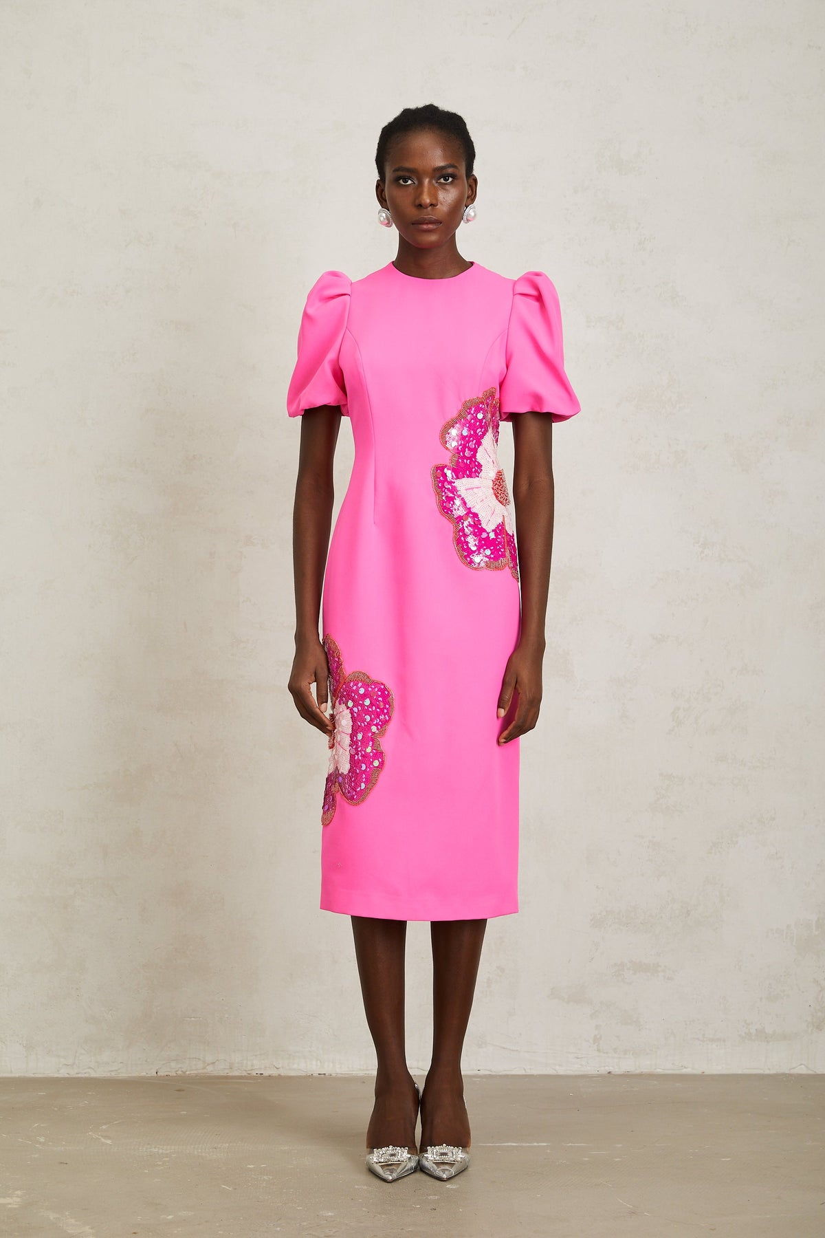 Ángela Pink Embellished Floral Midi Dress (Final Sale)