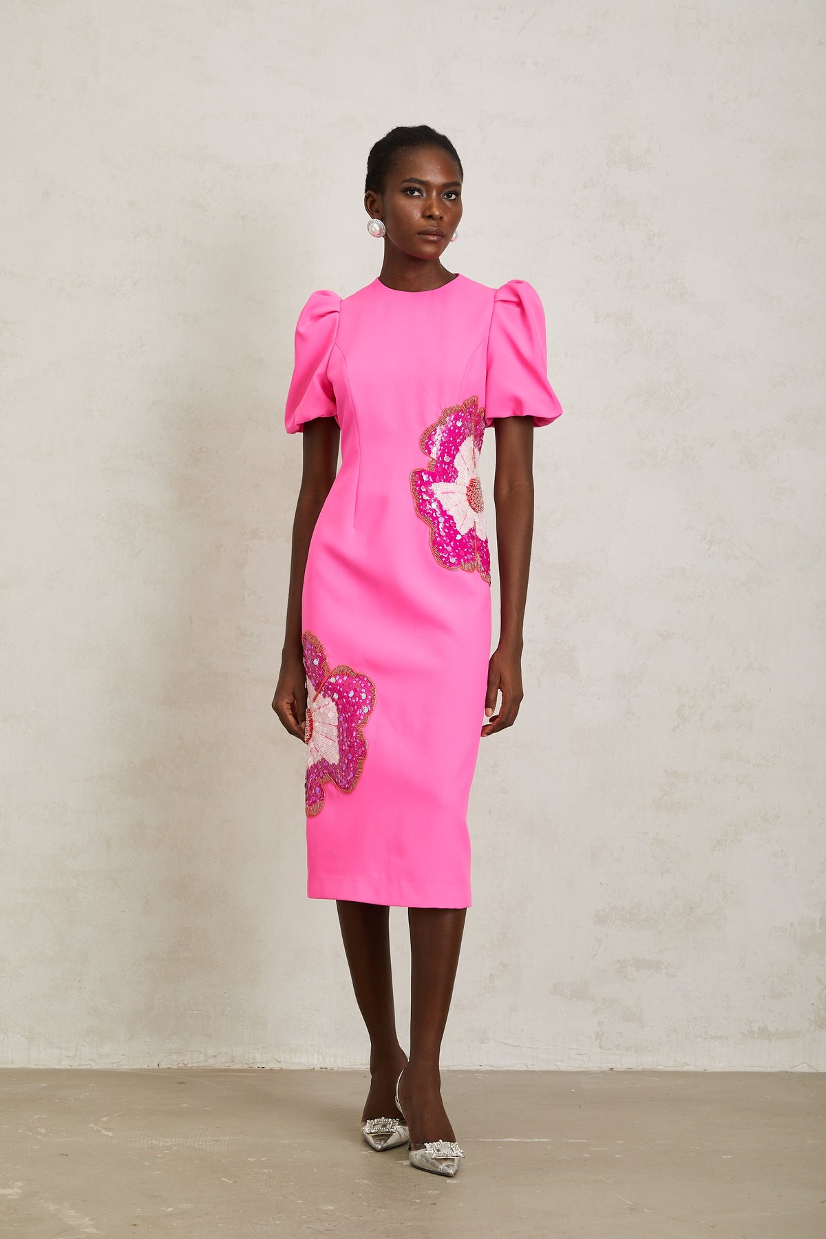 Ángela Pink Embellished Floral Midi Dress (Final Sale)